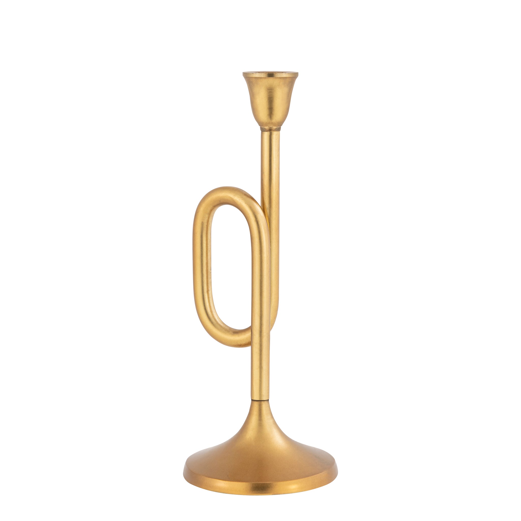 Aurea Gold Trumpet Design Candle Holders – Decorative Candlestick Centerpiece Set of 2