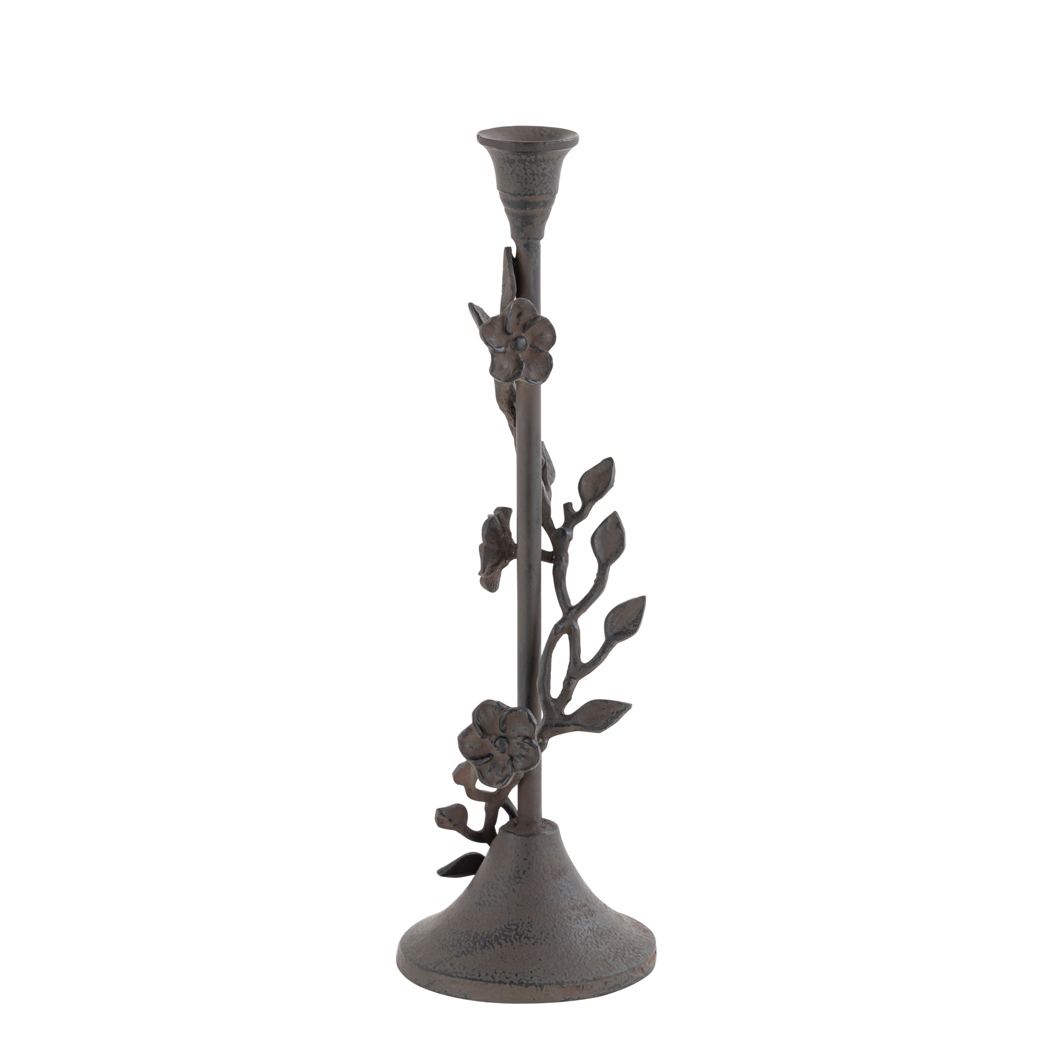 Eden Set of 2 Floral Branch Taper Candle Holders – Antique Bronze Aluminium Taper Holders