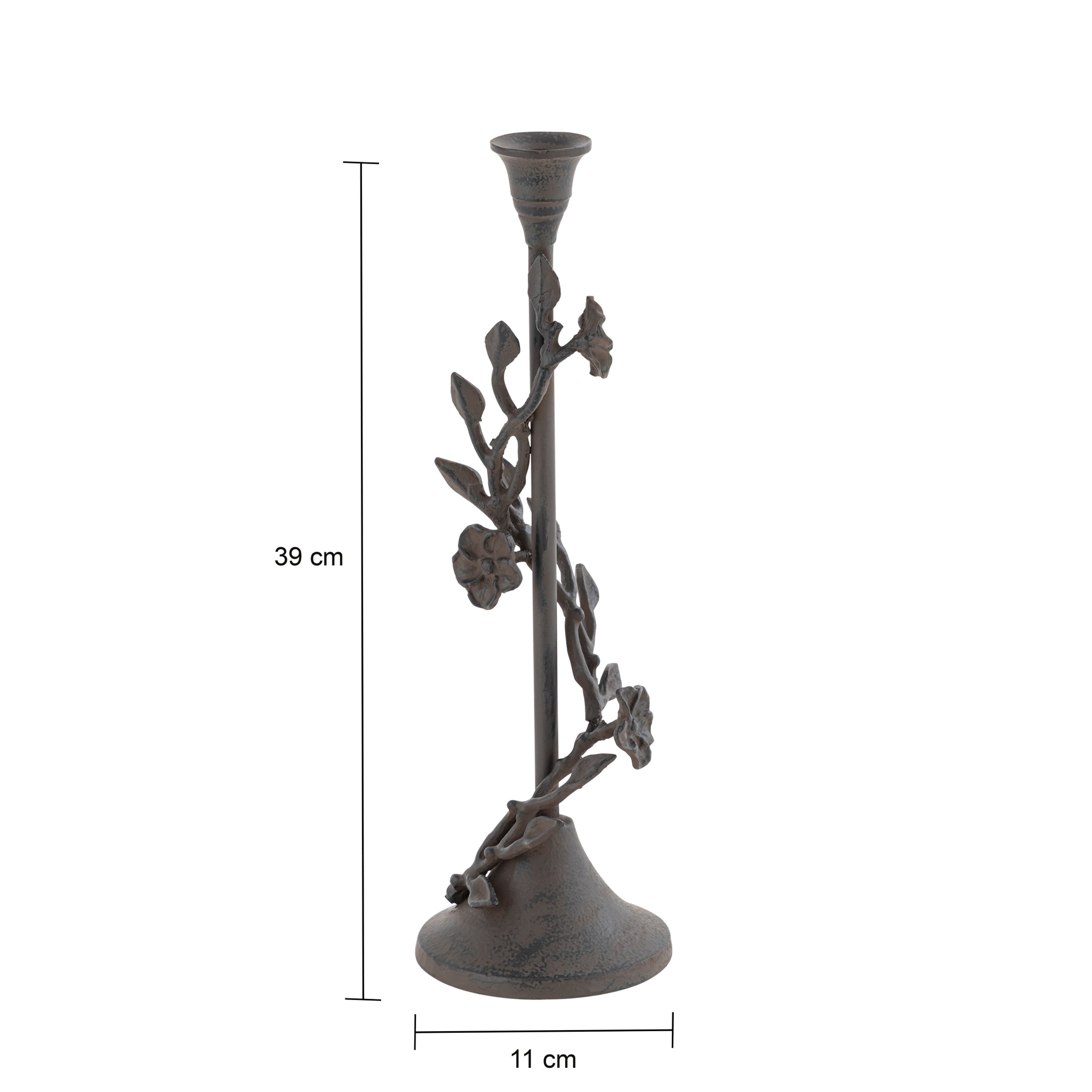 Eden Set of 2 Floral Branch Taper Candle Holders – Antique Bronze Aluminium Taper Holders