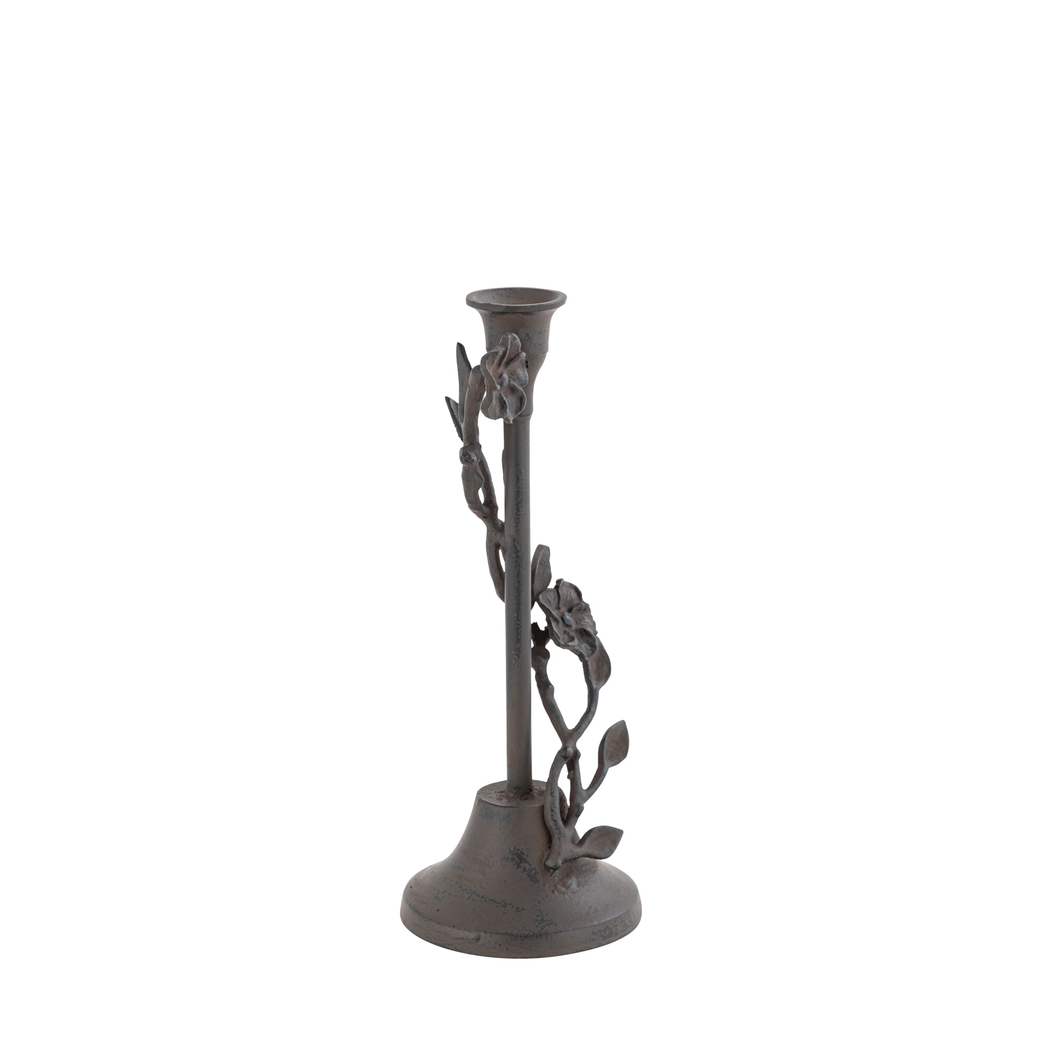 Eden Set of 2 Floral Branch Taper Candle Holders – Antique Bronze Aluminium Taper Holders