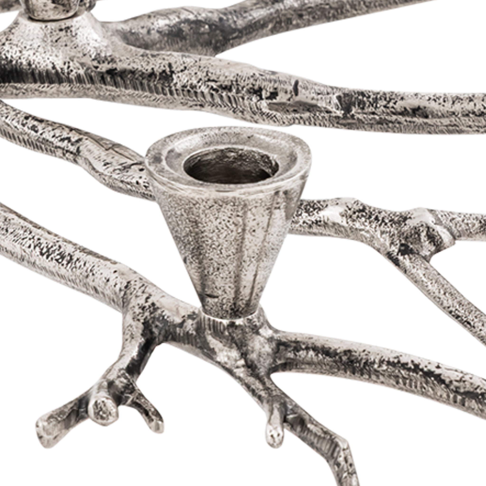 Antique Silver Sculptural Branch Candle Holder – 5-Taper Aluminium Centrepiece