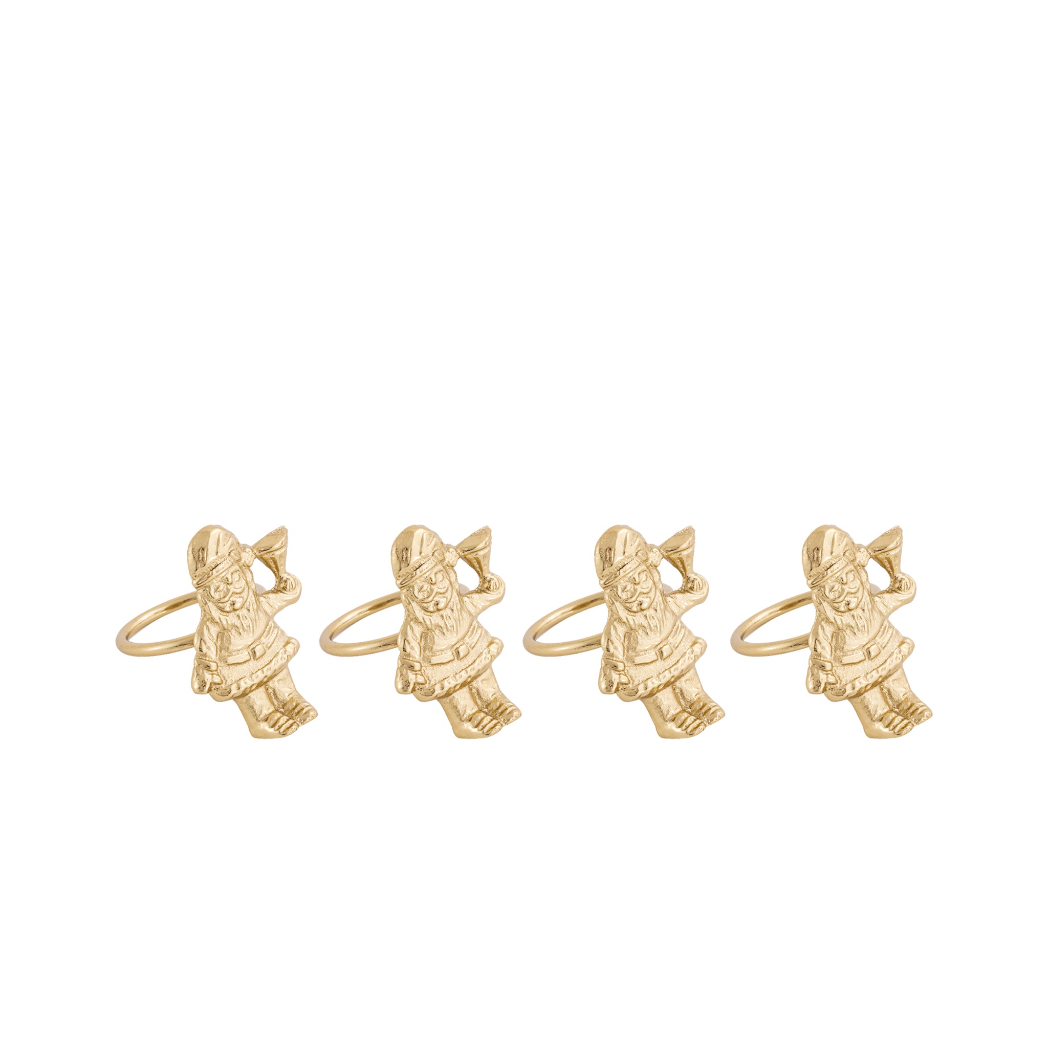 Gold Santa Napkin Rings – Elegant Metal Table Decoration (Set of 4)