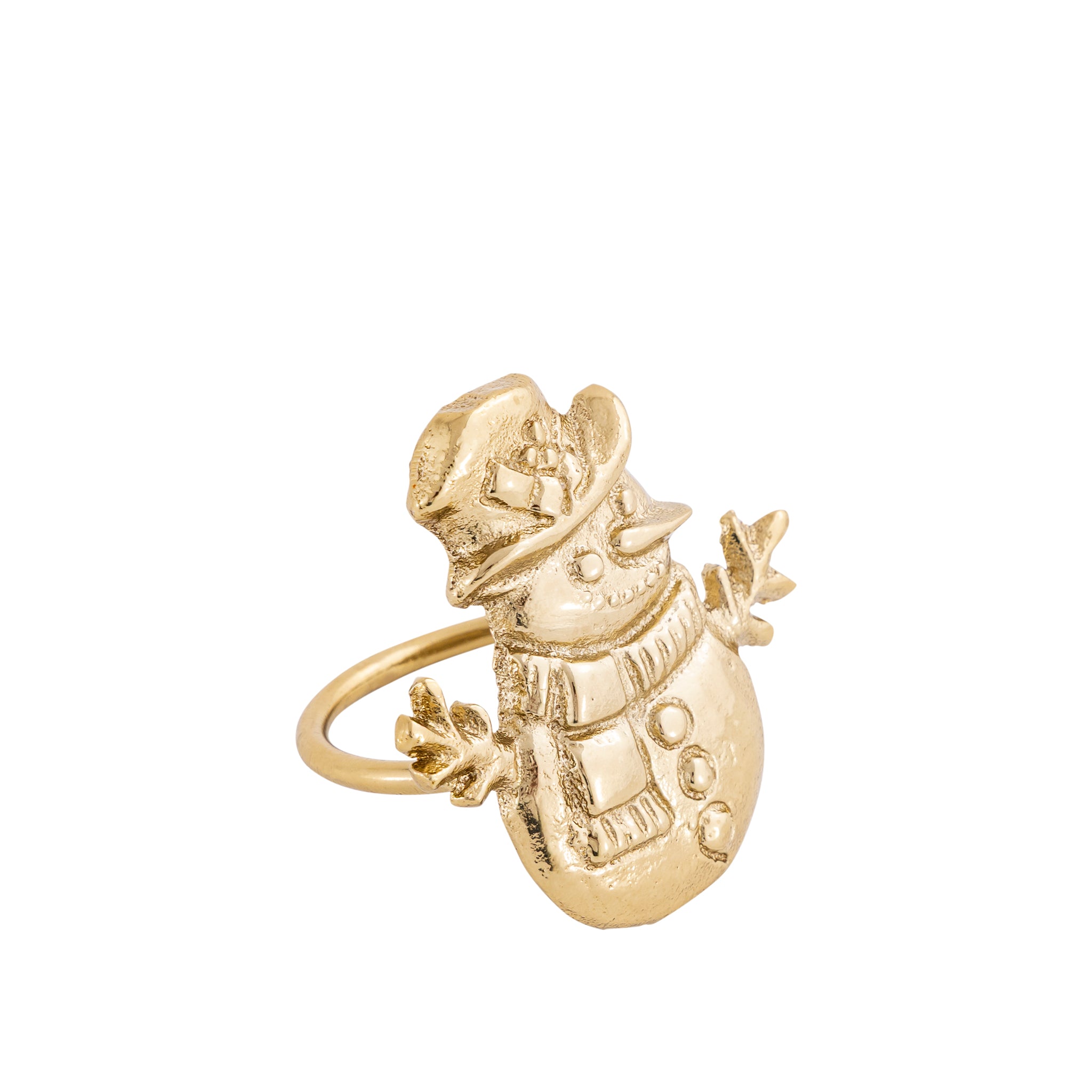 Gold Snowman Napkin Rings – Decorative Metal Holiday Table Setting (Set of 4)