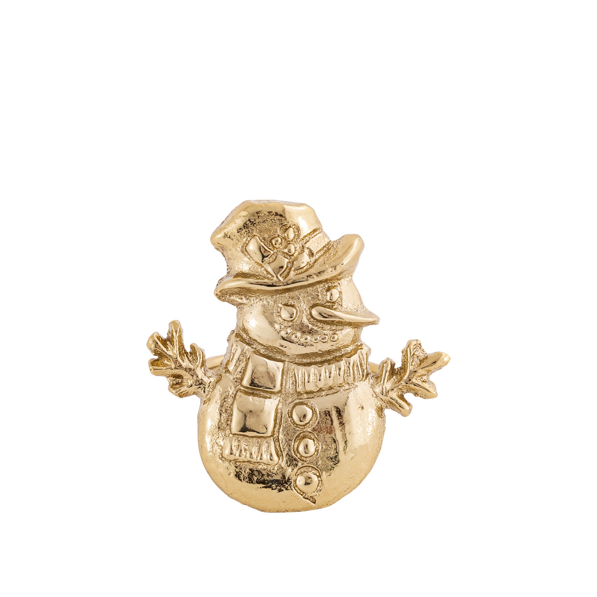 Gold Snowman Napkin Rings – Decorative Metal Holiday Table Setting (Set of 4)