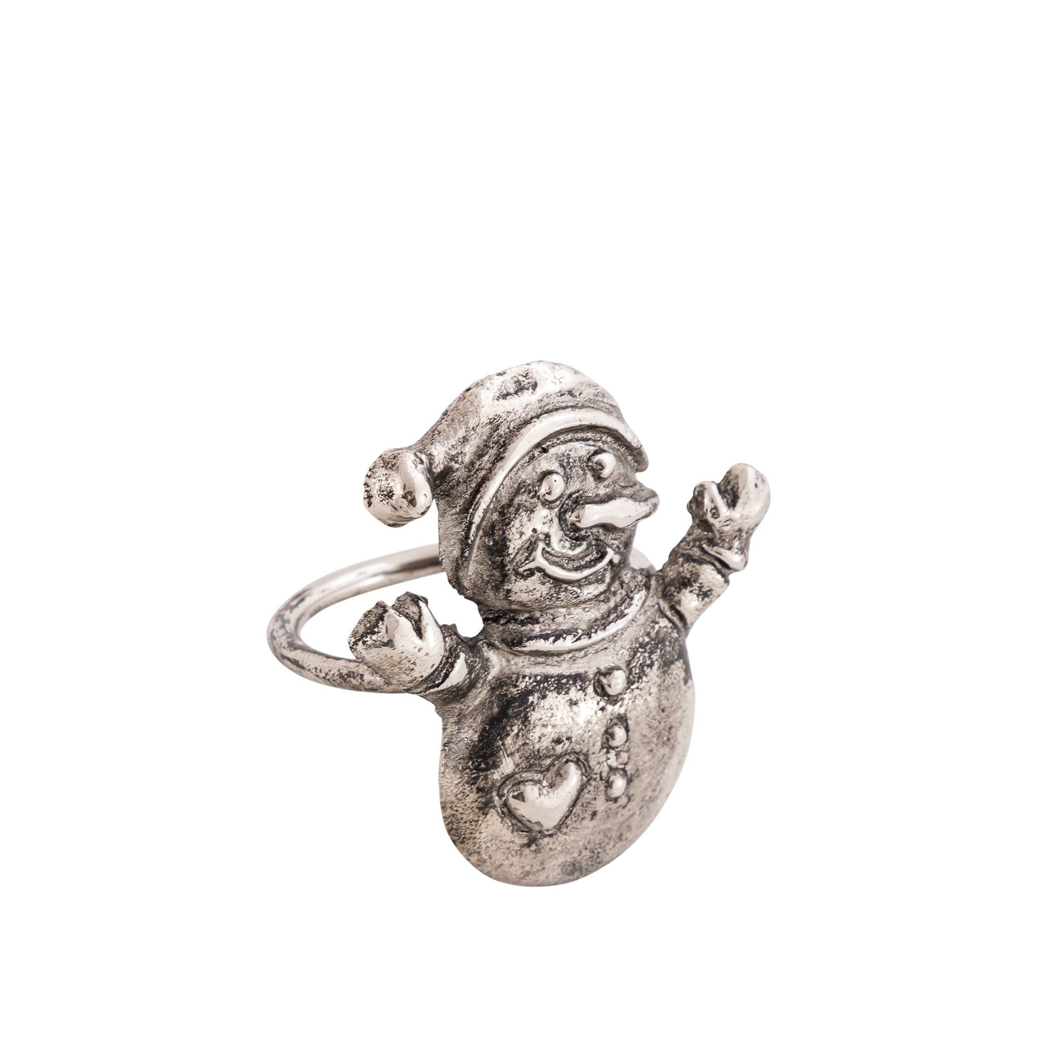 Antique Silver Snowman Napkin Rings – Decorative Metal Table Setting (Set of 4)