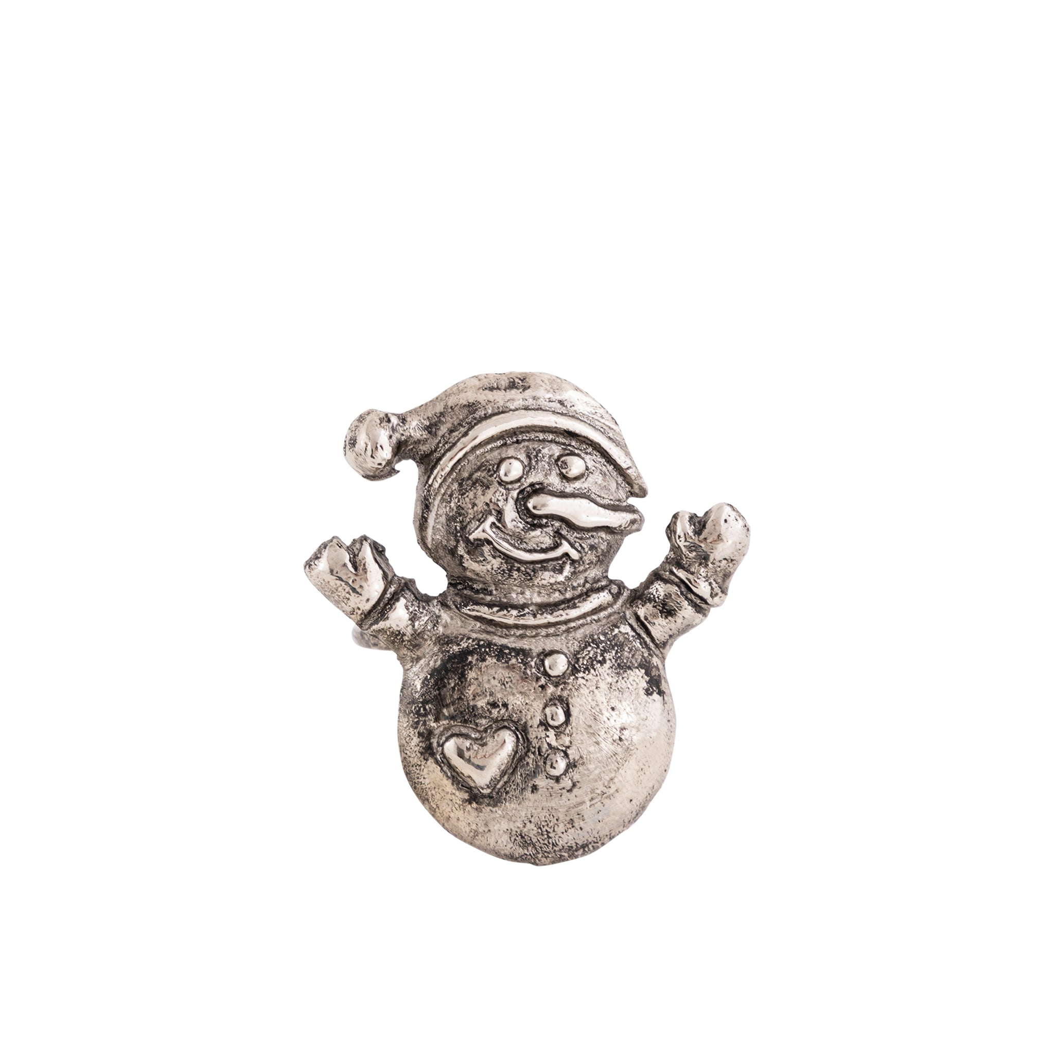 Antique Silver Snowman Napkin Rings – Decorative Metal Table Setting (Set of 4)