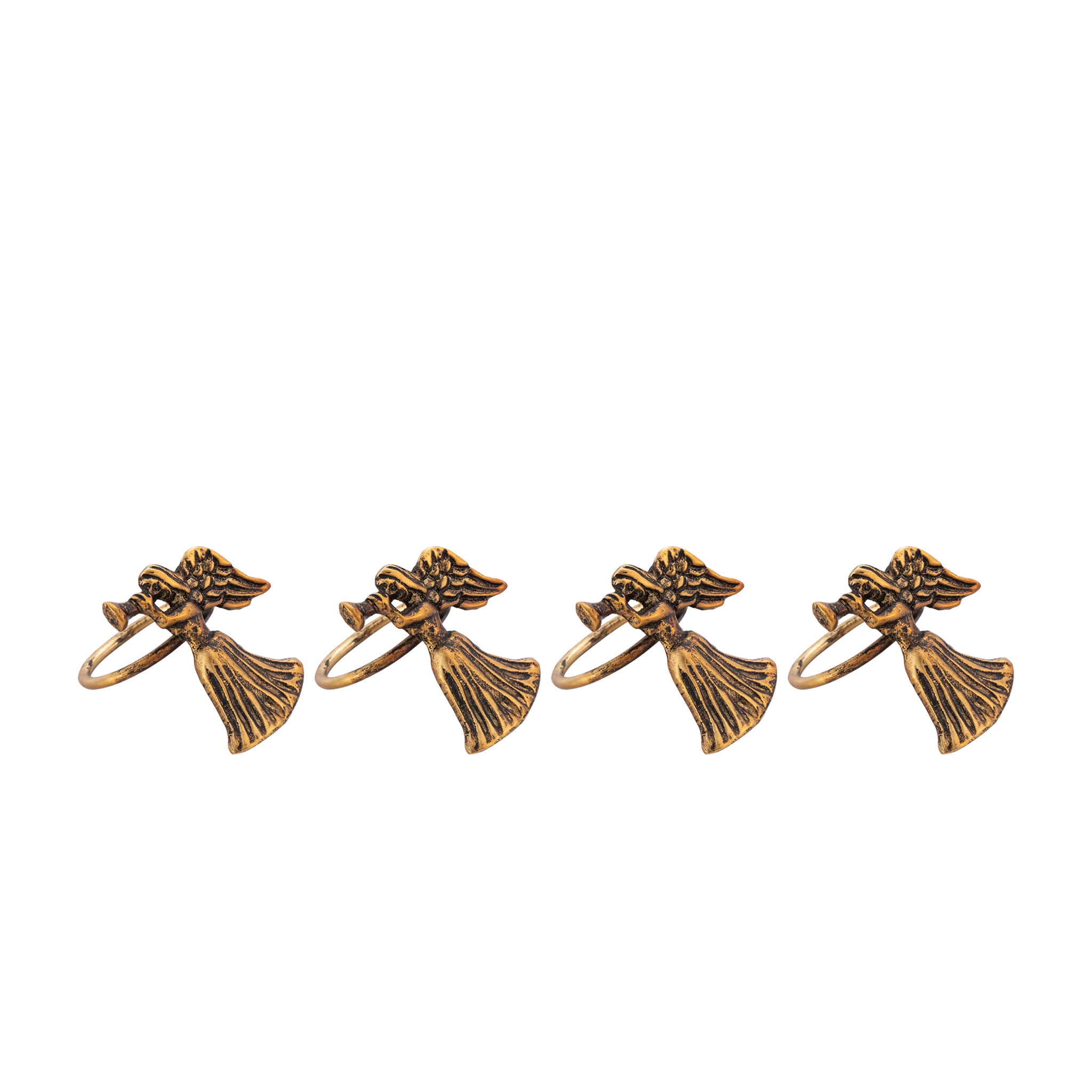 Antique Brass Fairy Napkin Rings – Elegant Metal Table Decoration (Set of 4)