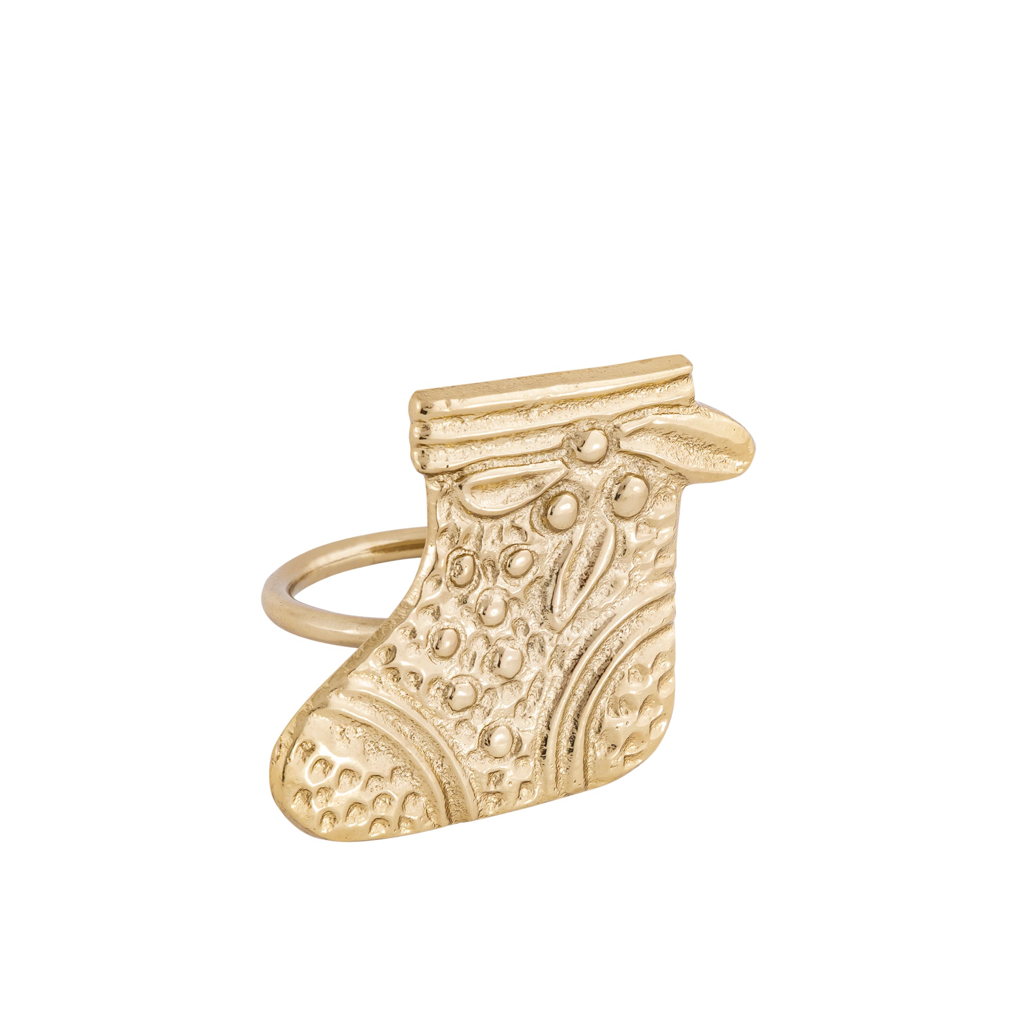 Gold Christmas Stocking Napkin Rings – Decorative Metal Table Setting (Set of 4)