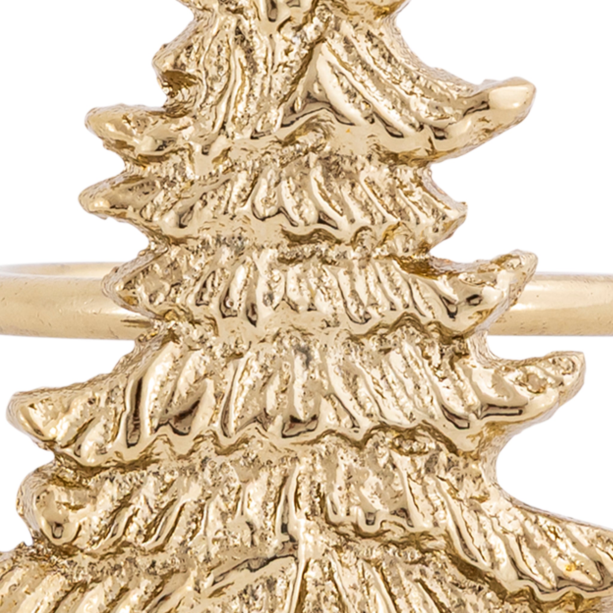 Gold Christmas Tree Napkin Rings – Set of 4 Metal Festive Table Accessories