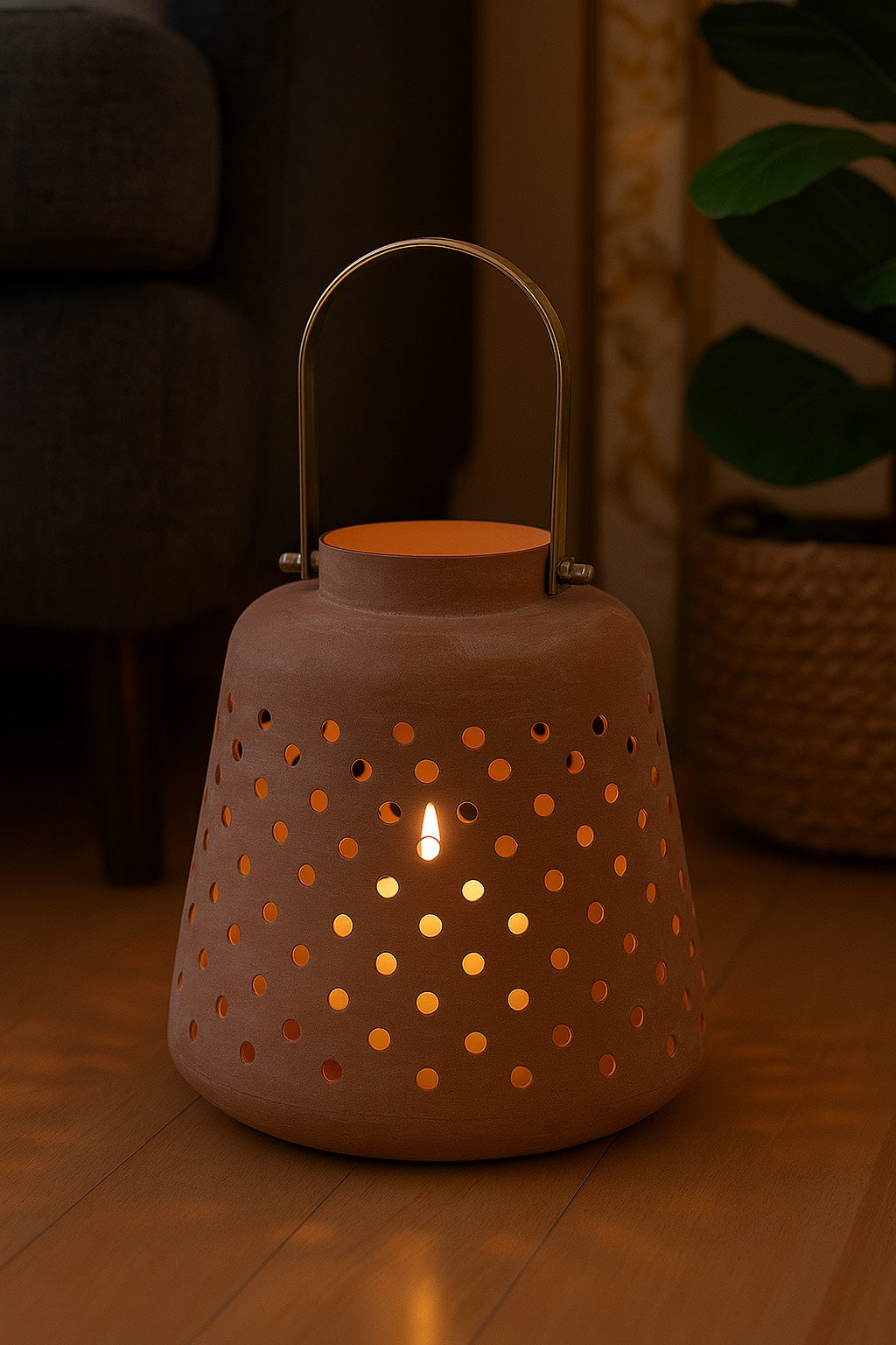 Luma Rustic Washed-Finish Candle Lantern – Indoor or Outdoor Porch Decor