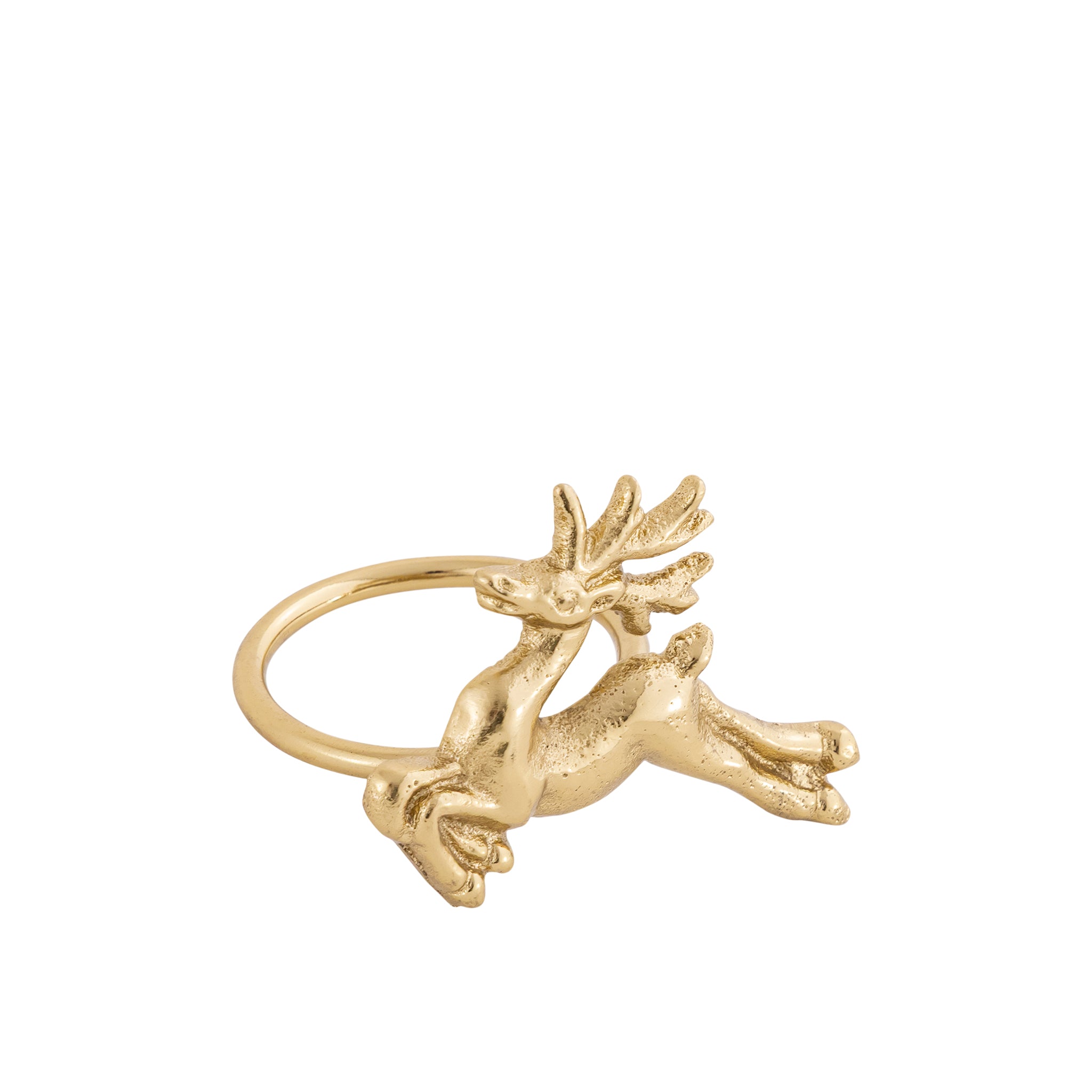 Gold Handcrafted Aluminium Reindeer Napkin Rings – Set of 4