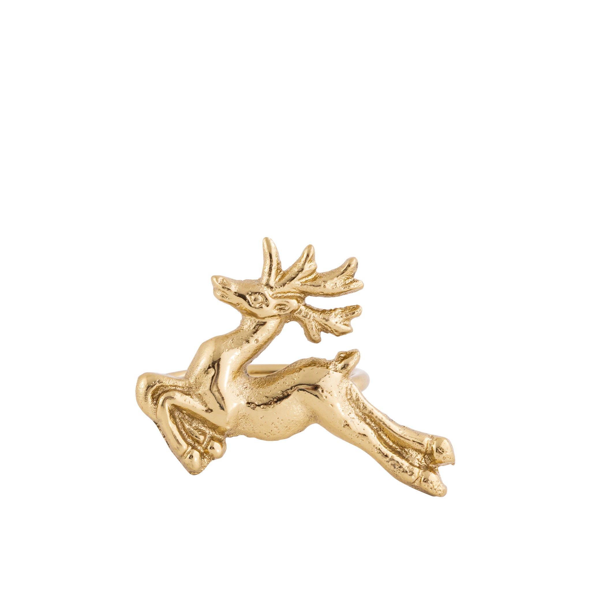 Gold Handcrafted Aluminium Reindeer Napkin Rings – Set of 4