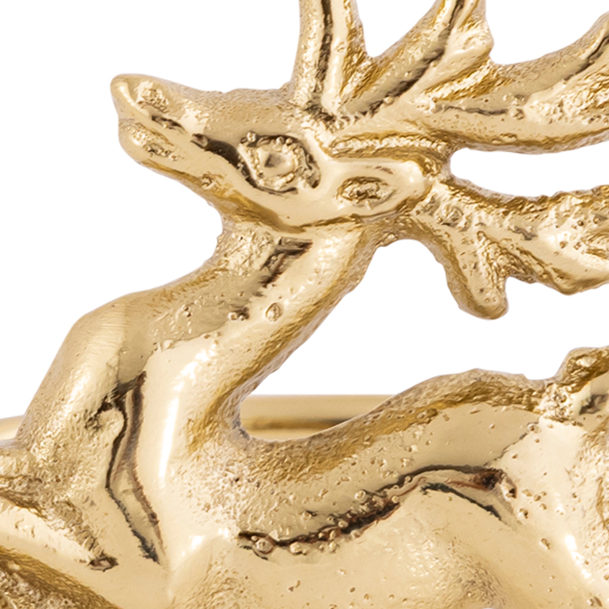 Gold Handcrafted Aluminium Reindeer Napkin Rings – Set of 4