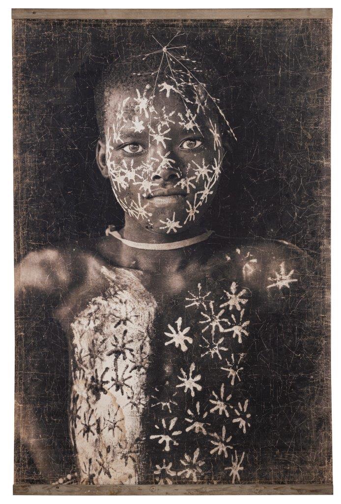 Boy with Body Art Figurative Wall Art – Modern Farmhouse Texture Print