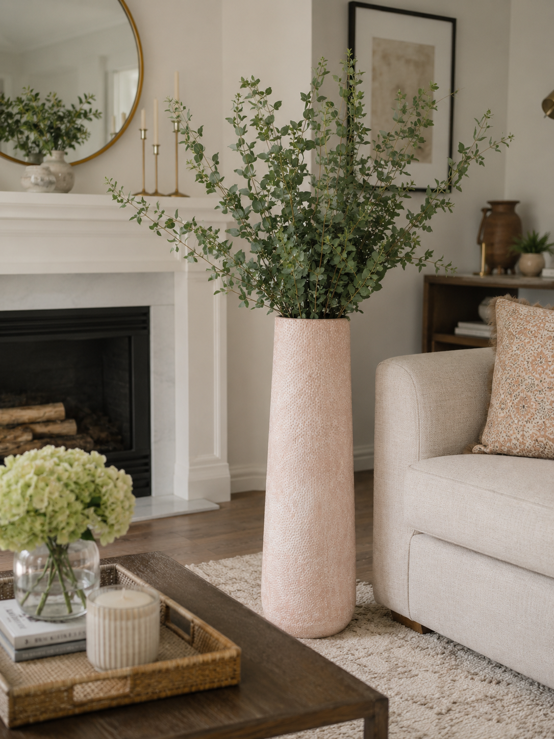 Aveline Textured Tall Metal Vase Bundle