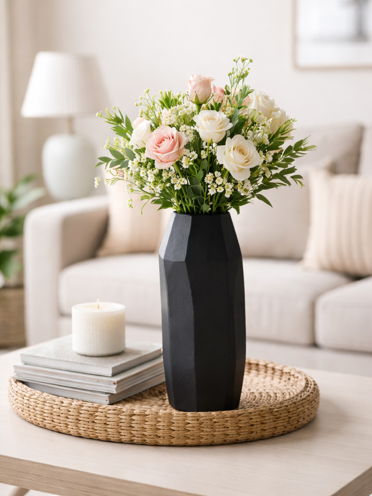 Barnsley Metal Vase Matte Black Finish