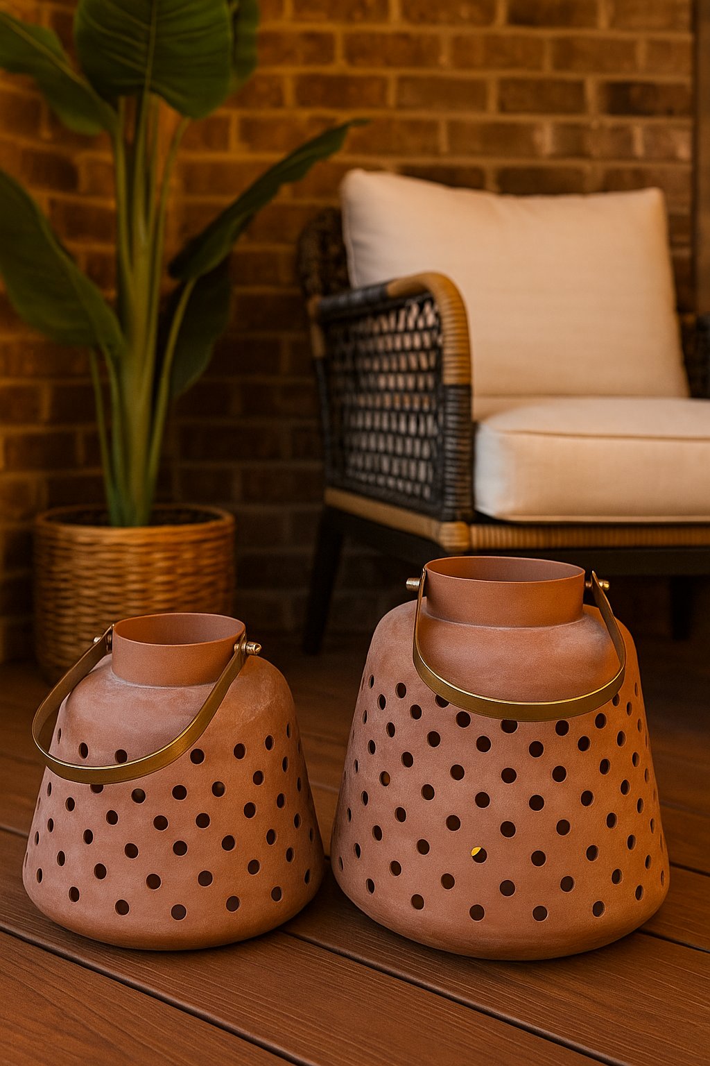 Luma Rustic Washed-Finish Candle Lantern – Indoor or Outdoor Porch Decor