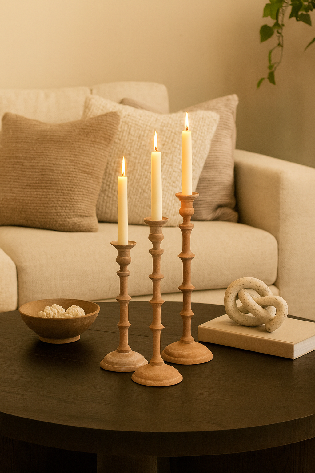 Terra Set of 3 Aluminum Candle Holders Rustic Terracotta-Look