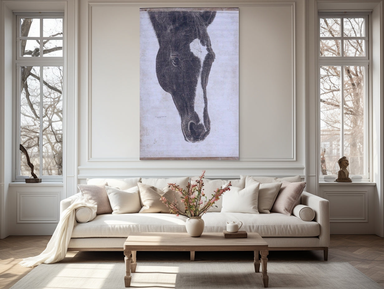Rustic Horse Wall Art – Farmhouse Equine Figure on Recycled Paper