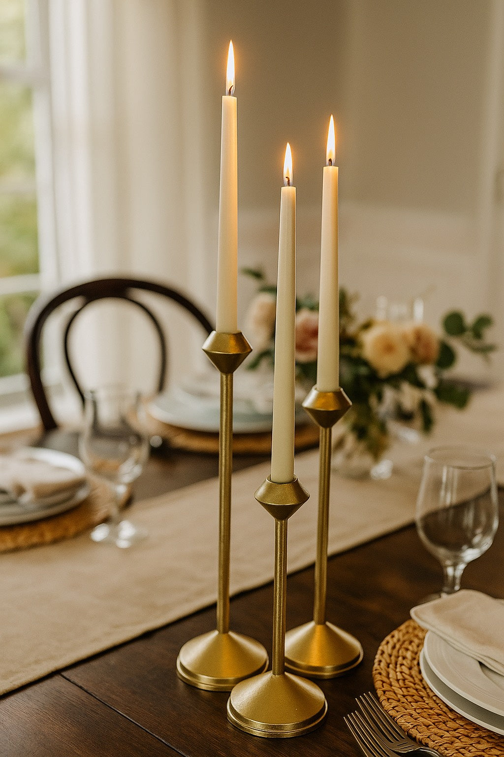 Lunare Elegant Metal Candle Holder Set of 3 Timeless Home Accent
