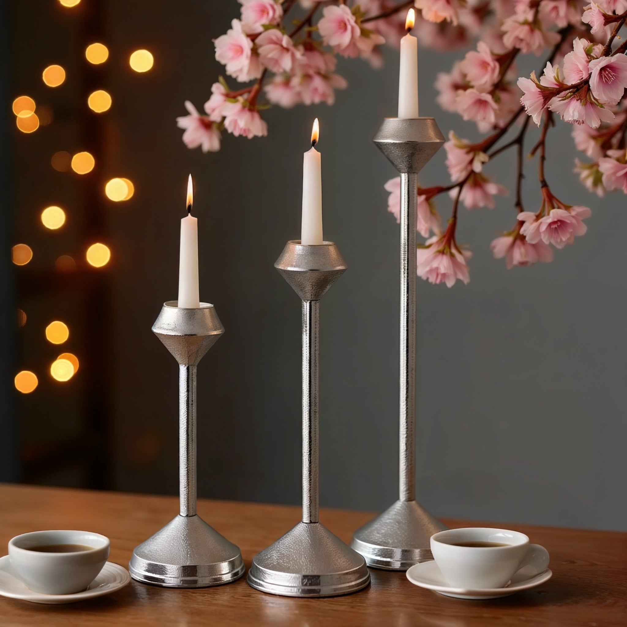 Lunare Elegant Metal Candle Holder Set of 3 Timeless Home Accent