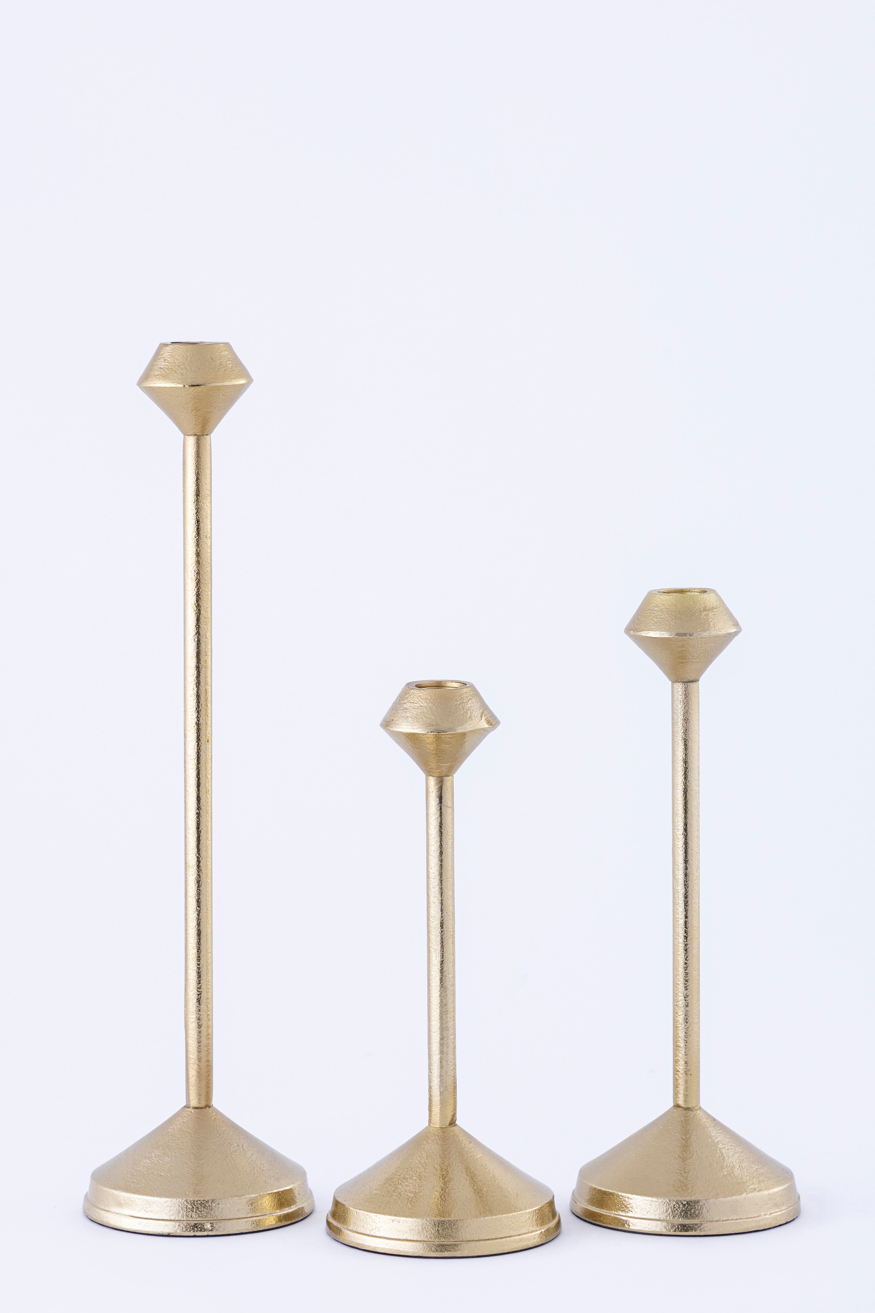 Poura Gold Aluminum Candle Holder Set of 3 Timeless Home Accent