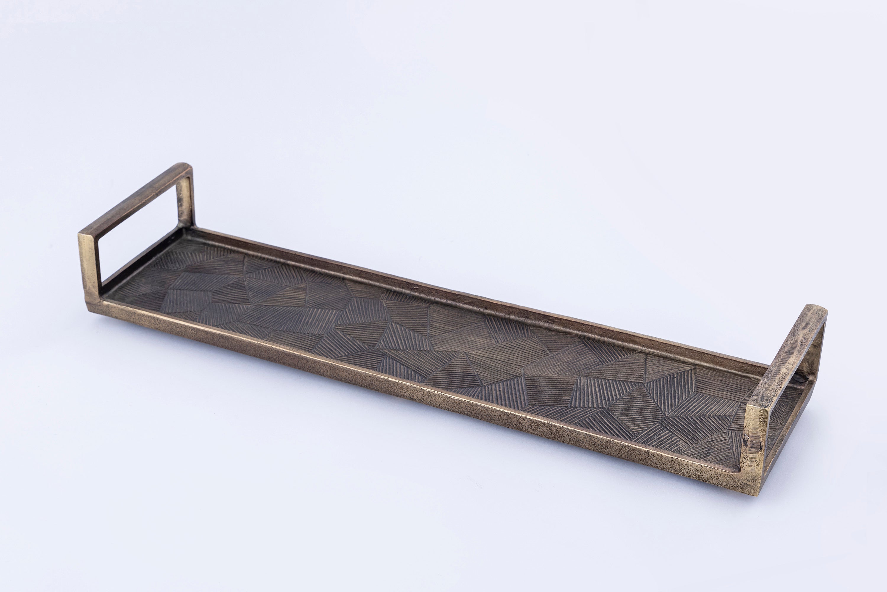 Antique Gold Rectangle Tray: Modern Farmhouse Coffee Table Centerpiece