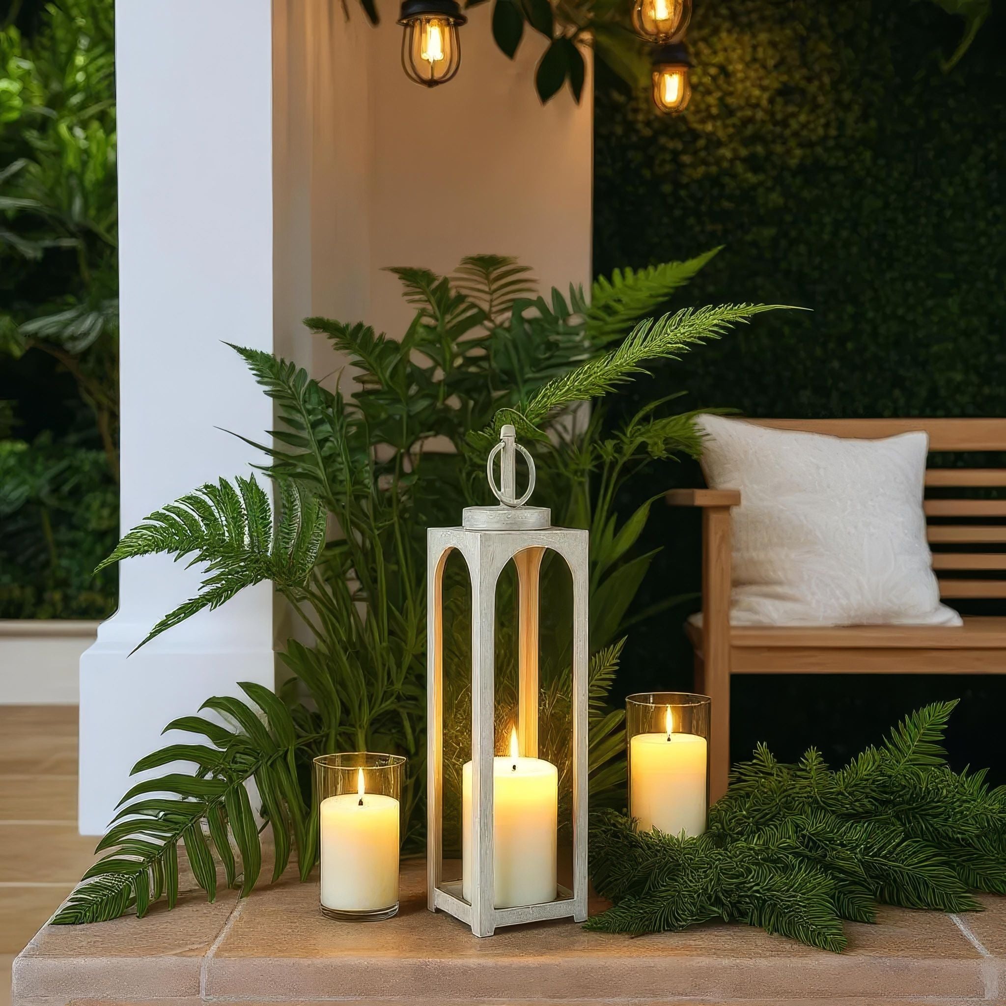 Merton Lantern Large Sage Green Finish