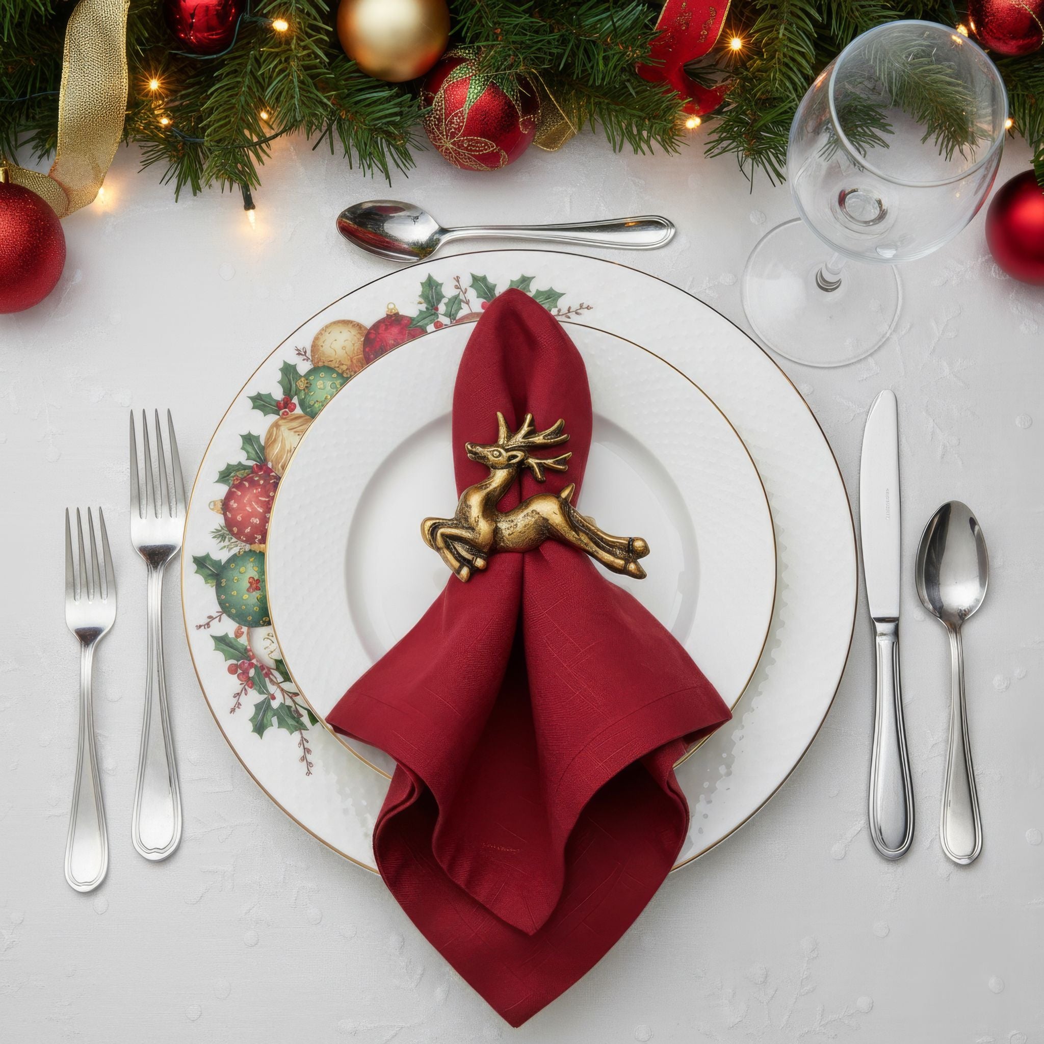 Antique Gold Handcrafted Aluminium Reindeer Napkin Rings – Set of 4