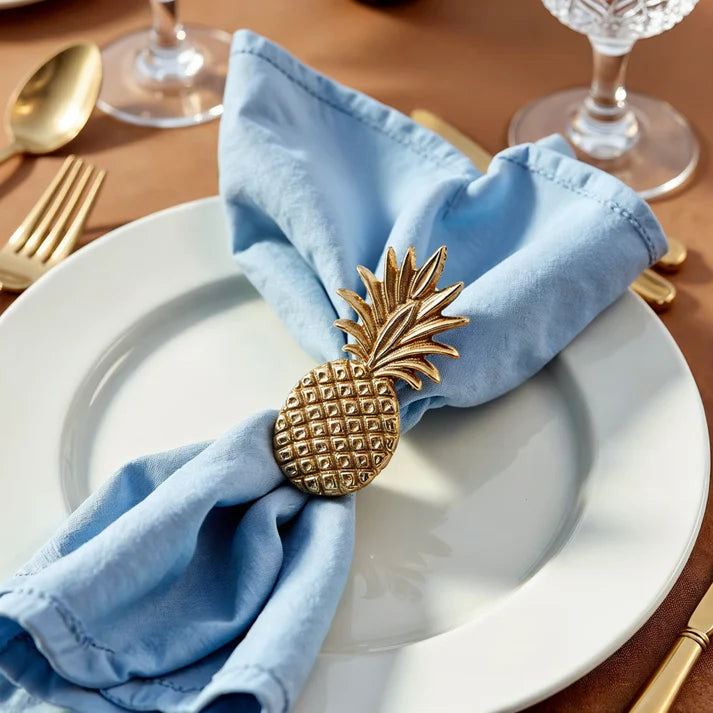 Pineapple Metal Napkin Ring Gold (Set of 4)
