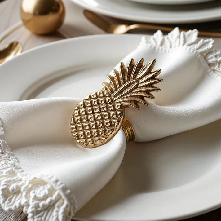 Pineapple Metal Napkin Ring Gold (Set of 4)