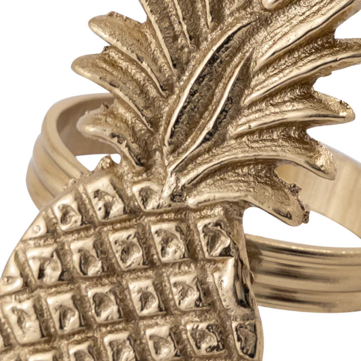 Pineapple Metal Napkin Ring Gold (Set of 4)