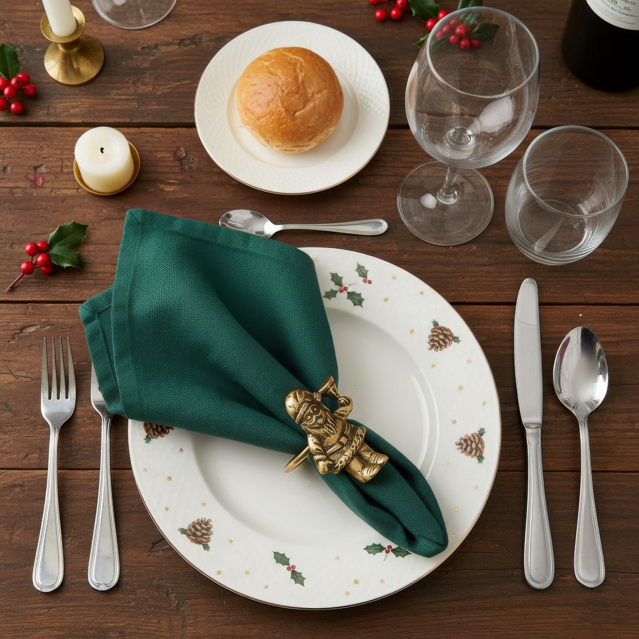 Antique Gold Santa Napkin Rings – Elegant Metal Table Decoration (Set of 4)