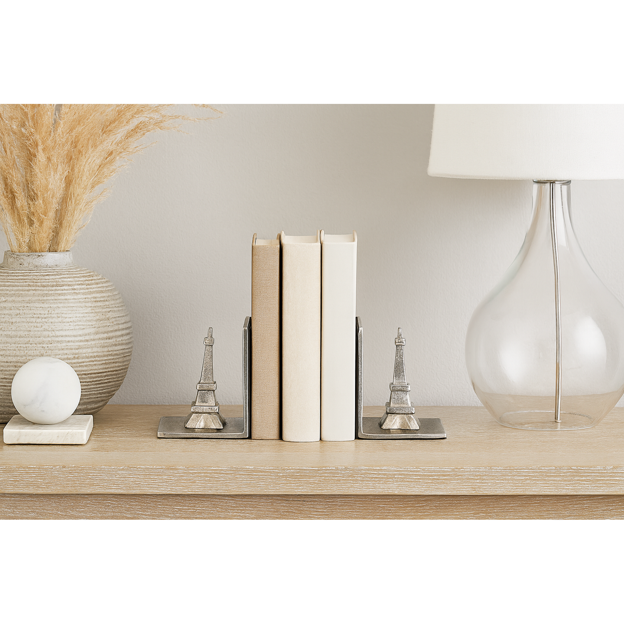 Eiffel Tower Bookends Set of 2 Antique Silver