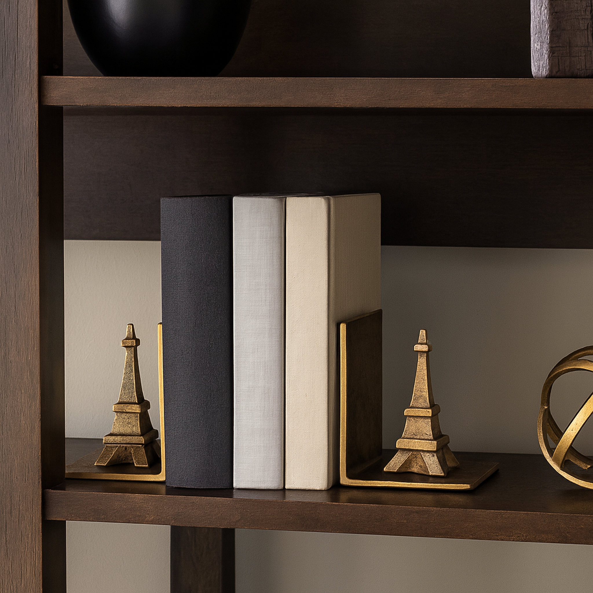 Eiffel Tower Bookends Set of 2 Antique Brass