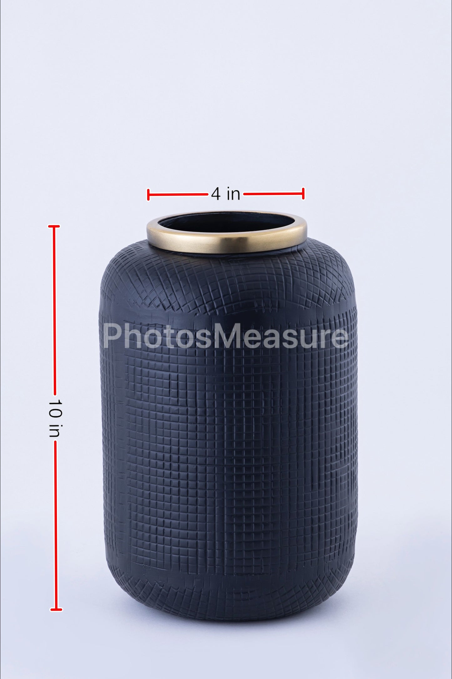 Aurum Modern Metal Black Flower Vase with Gold Rim