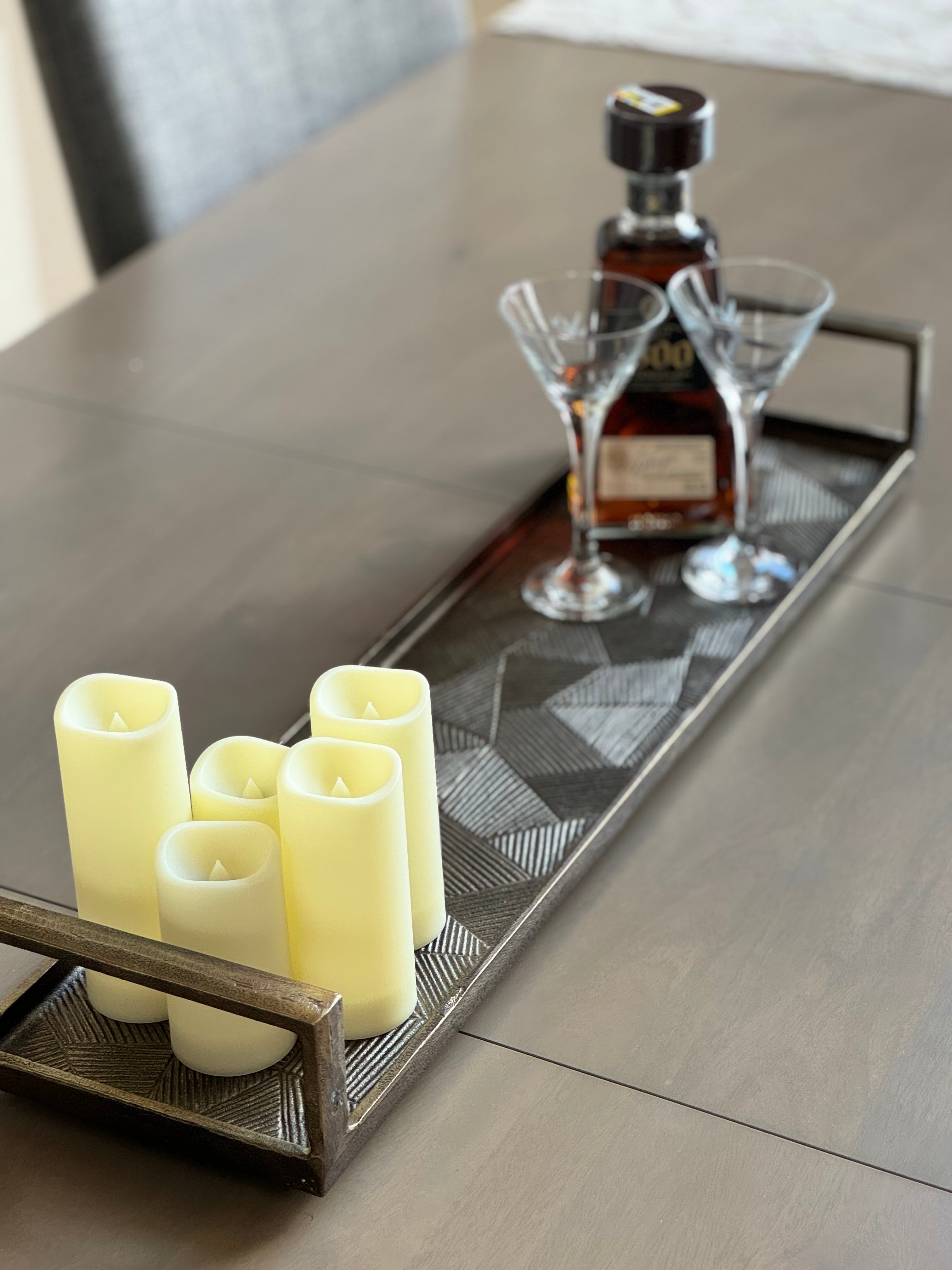 Antique Gold Rectangle Tray: Modern Farmhouse Coffee Table Centerpiece