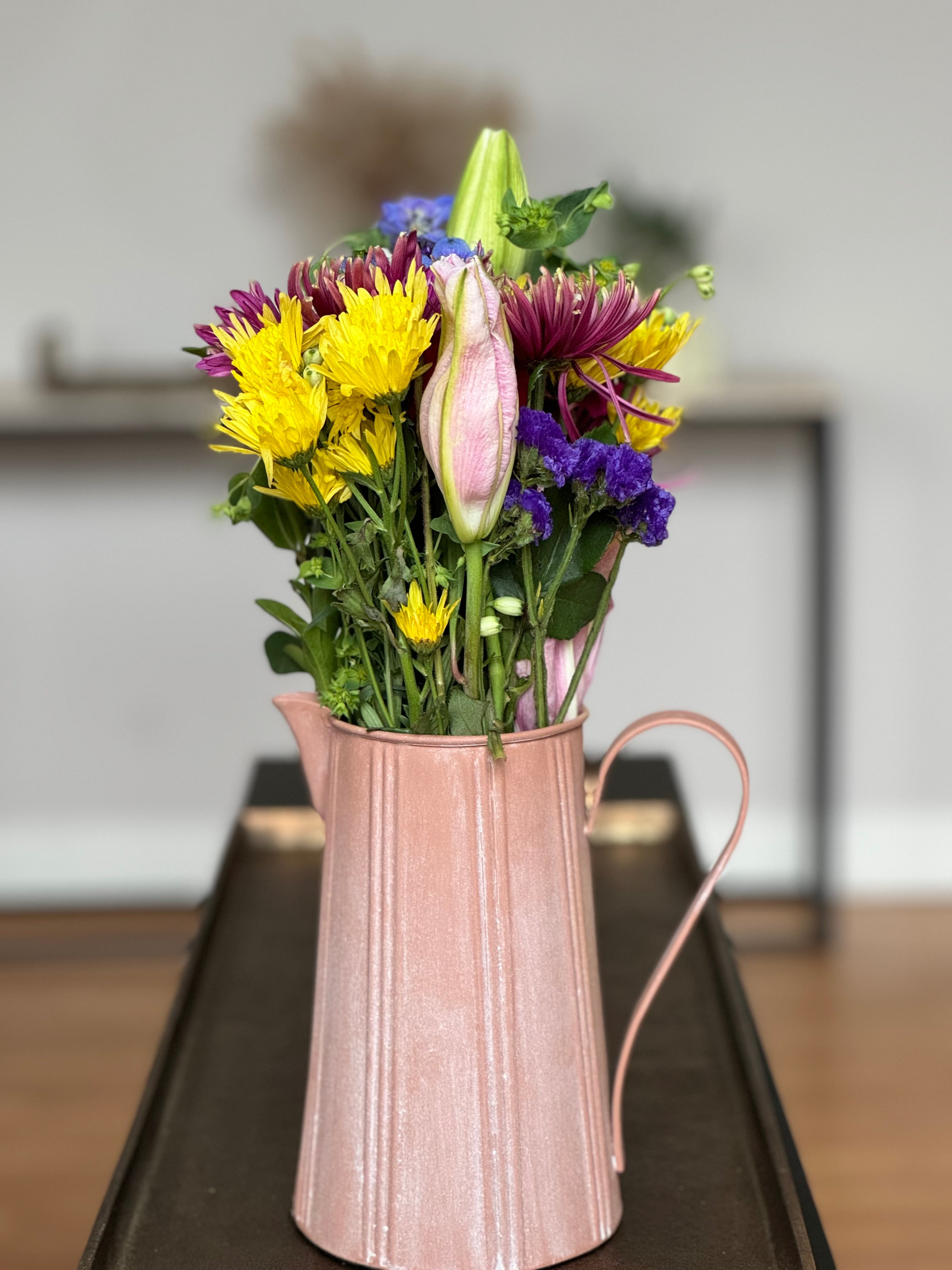 Meadow Aluminum Pitcher Vase Rustic Farmhouse Decor