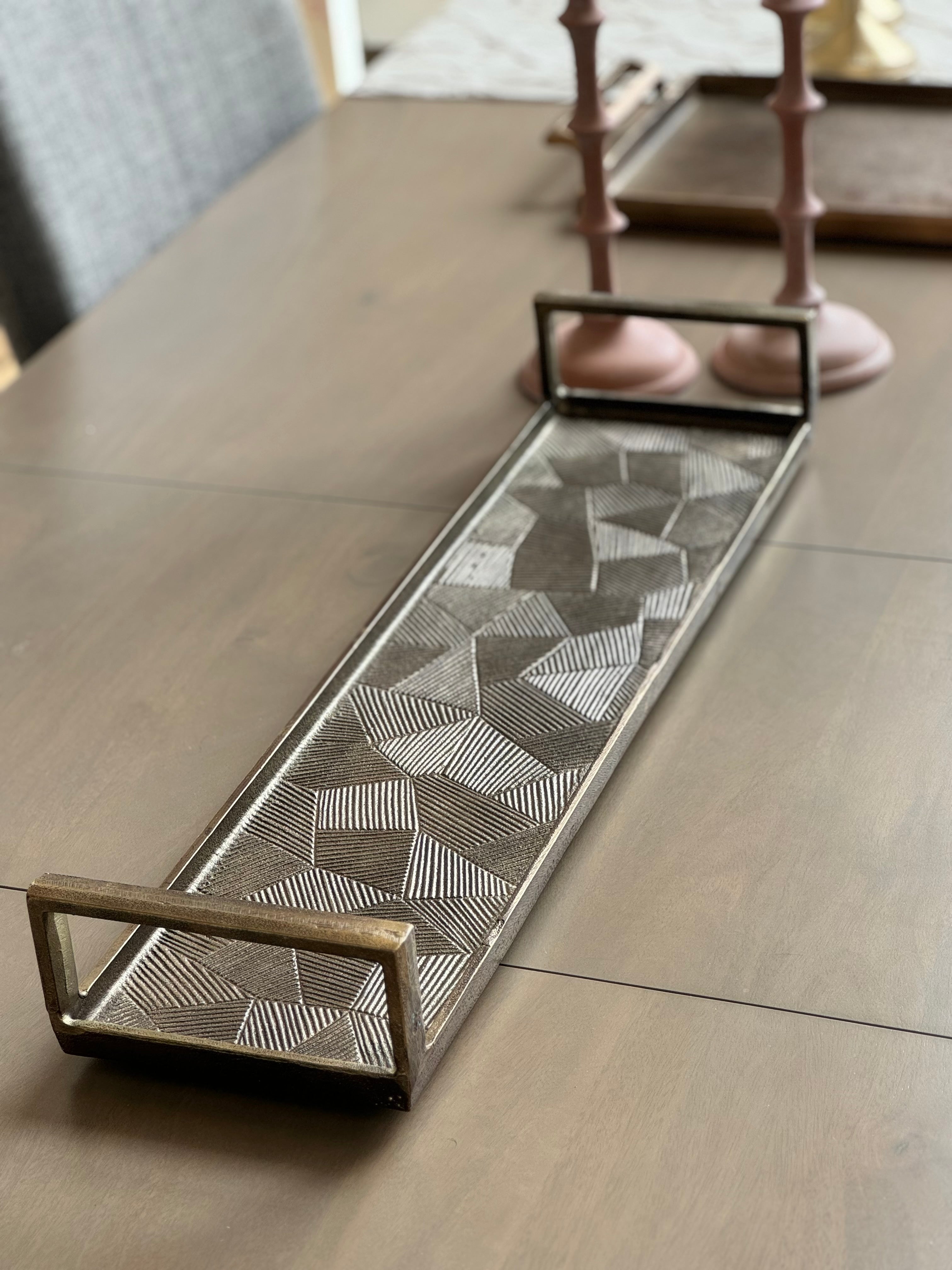 Antique Gold Rectangle Tray: Modern Farmhouse Coffee Table Centerpiece