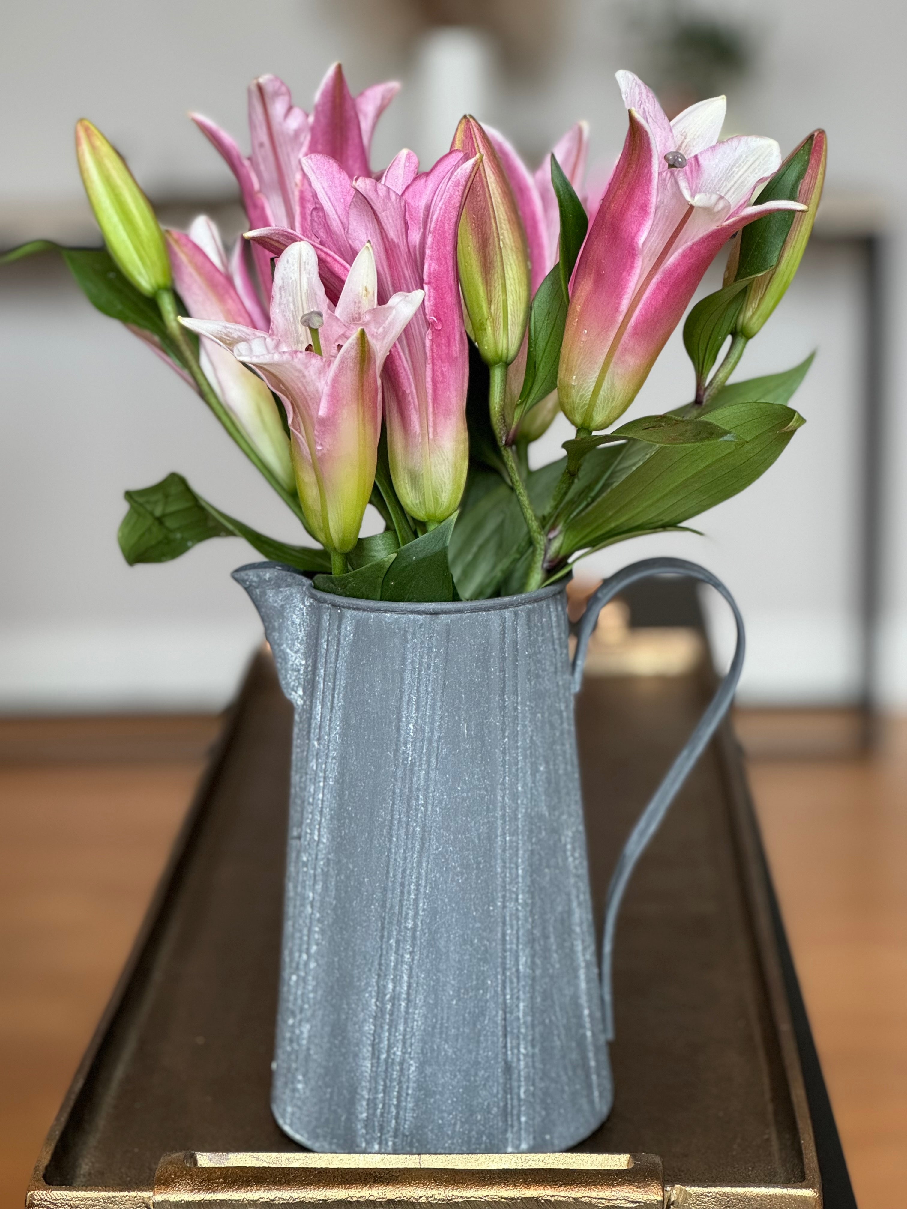 Meadow Aluminum Pitcher Vase Rustic Farmhouse Decor