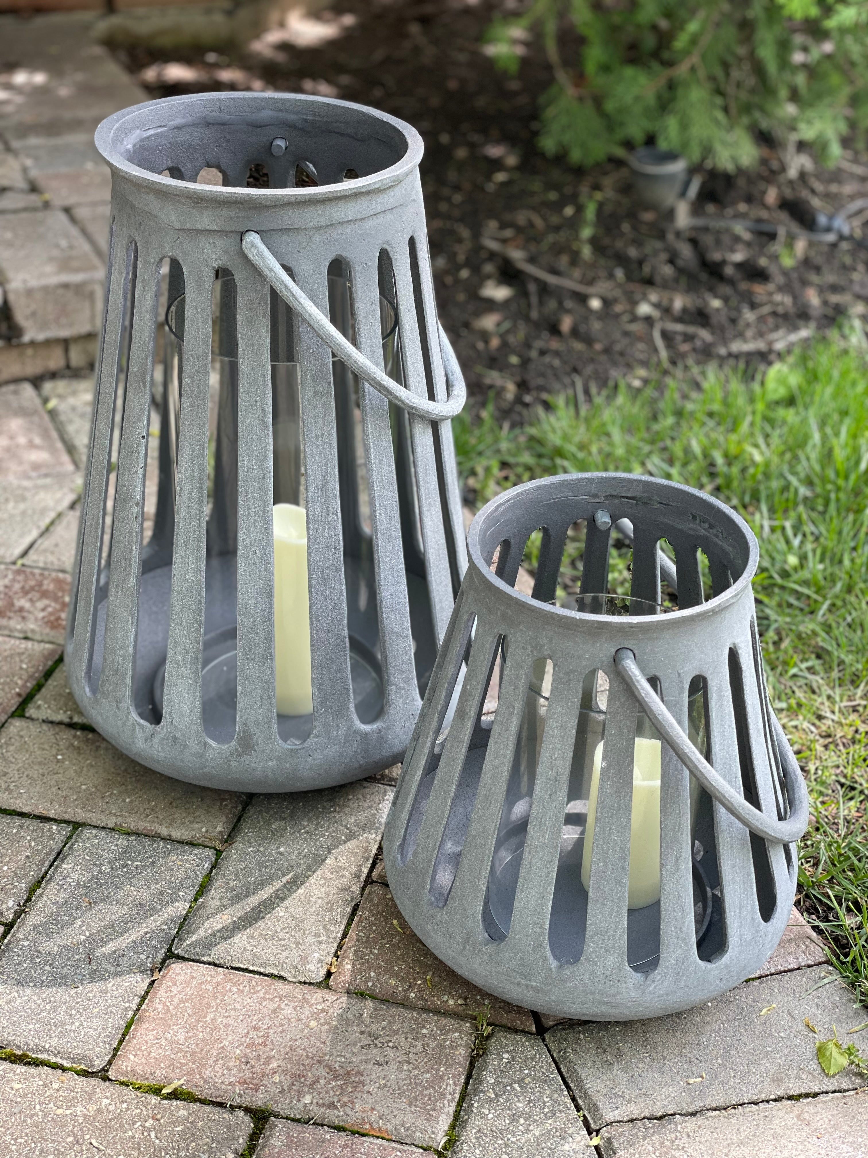 Auryn Rustic Washed-Finish Hurricane Lantern – Indoor Outdoor Porch Decor