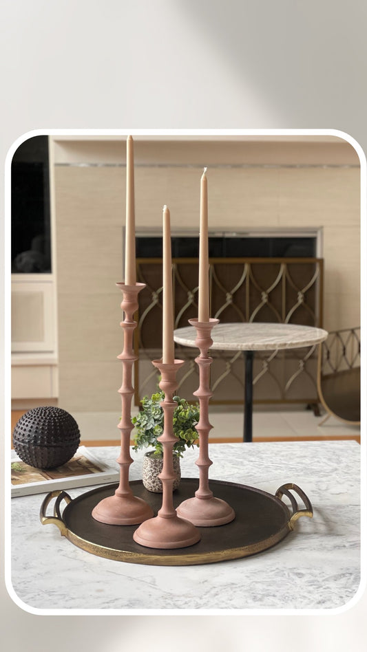 Terra Set of 3 Aluminum Candle Holders Rustic Terracotta-Look