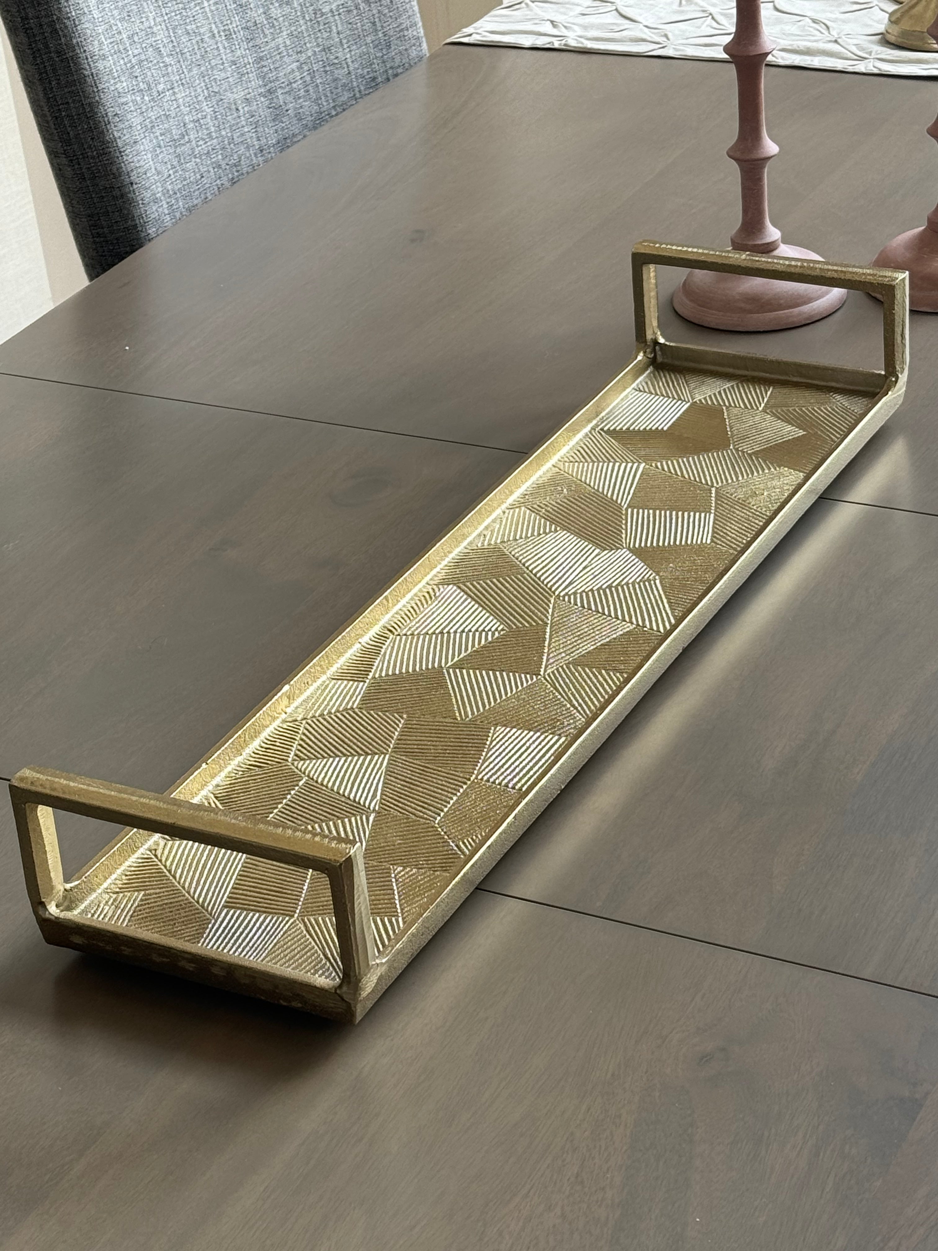 Gold Rectangle Tray: Modern Farmhouse Coffee Table Centerpiece