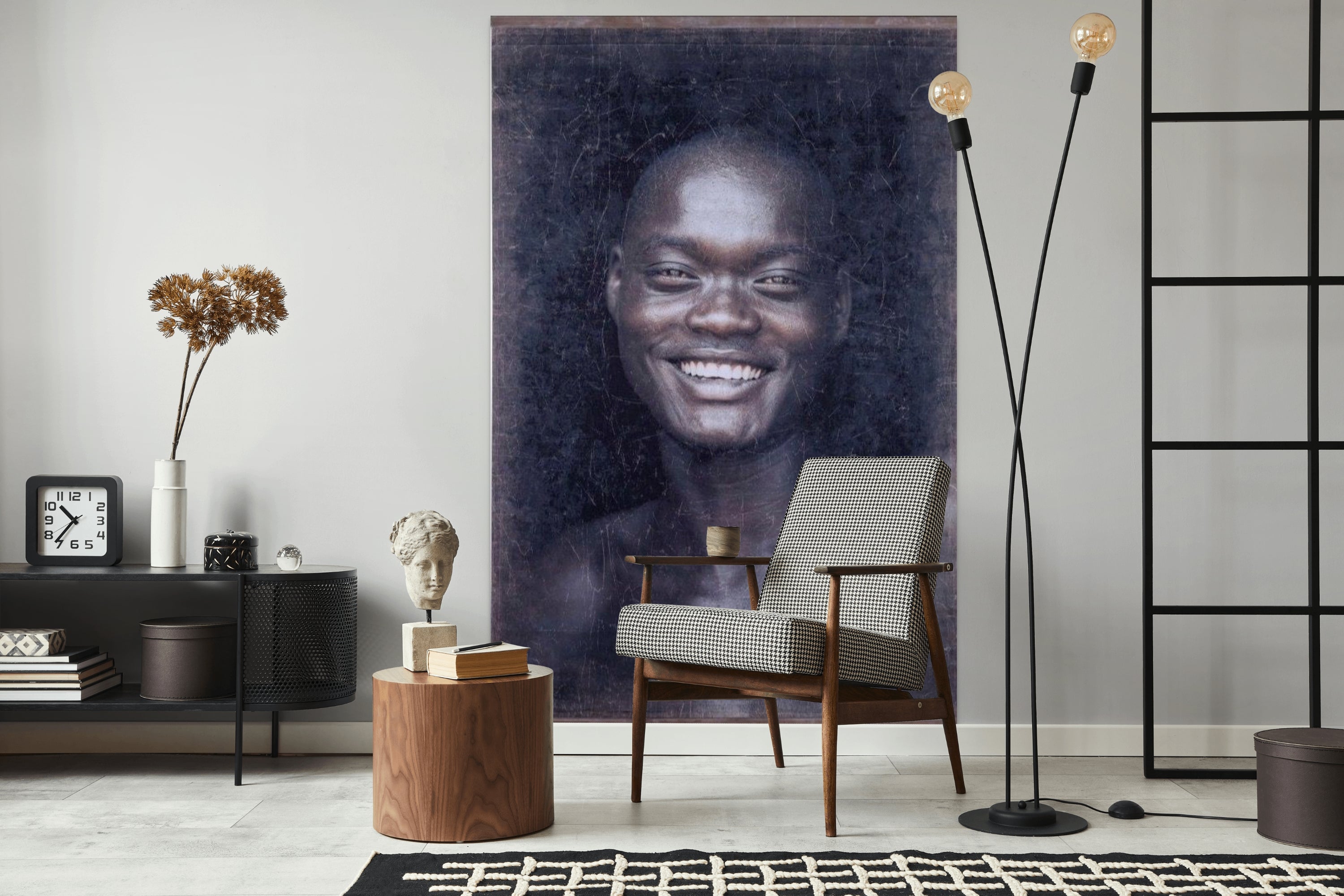 Vintage Portrait Wall Art – Rustic Head Study on Recycled Paper