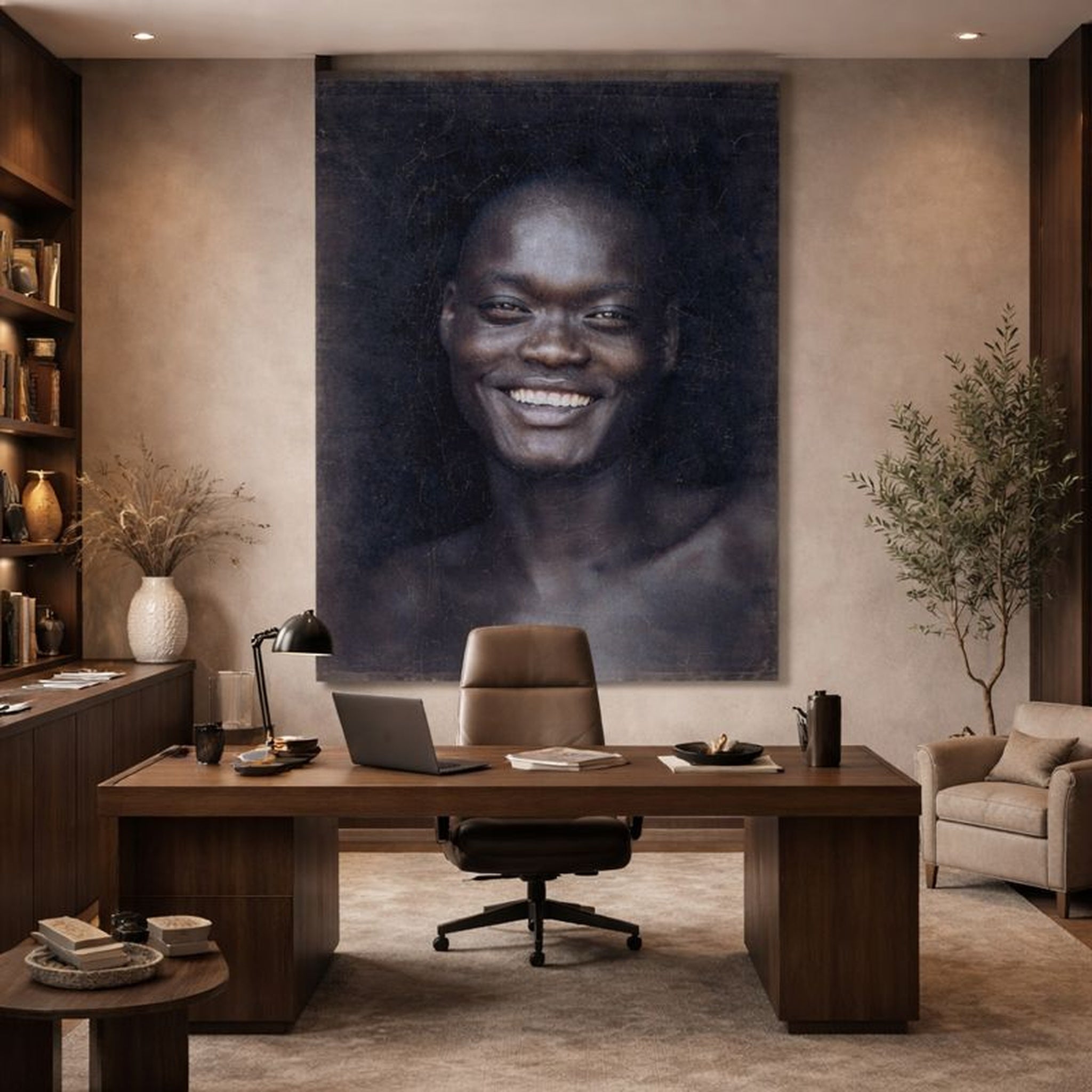 Vintage Portrait Wall Art – Rustic Head Study on Recycled Paper