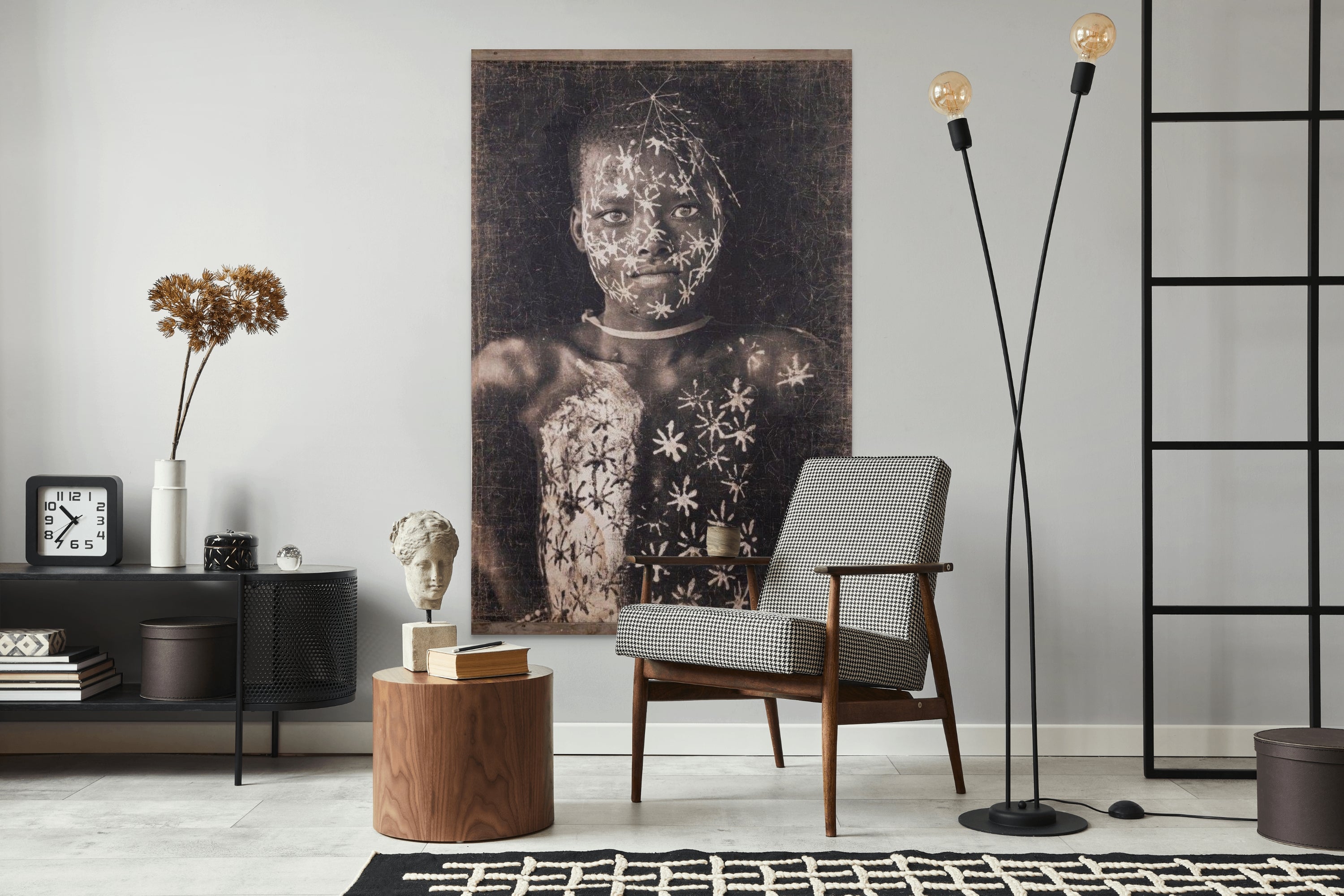 Boy with Body Art Figurative Wall Art – Modern Farmhouse Texture Print