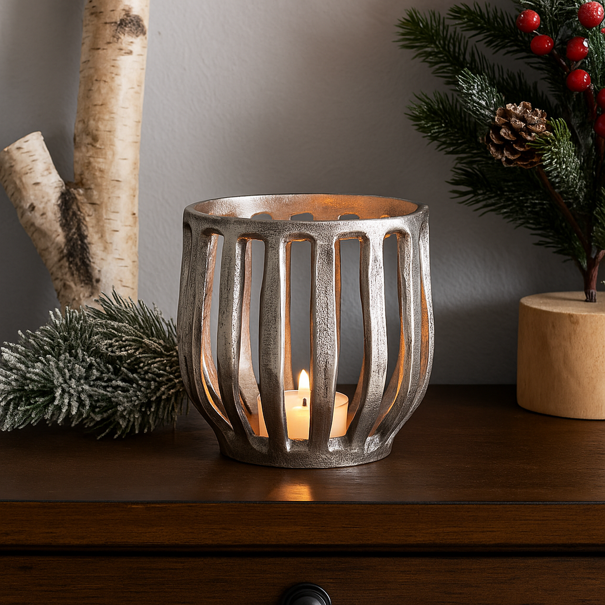 Eira Arched Metal Pillar Candle Holders – Antique Finish Decorative Lantern-Style Stand