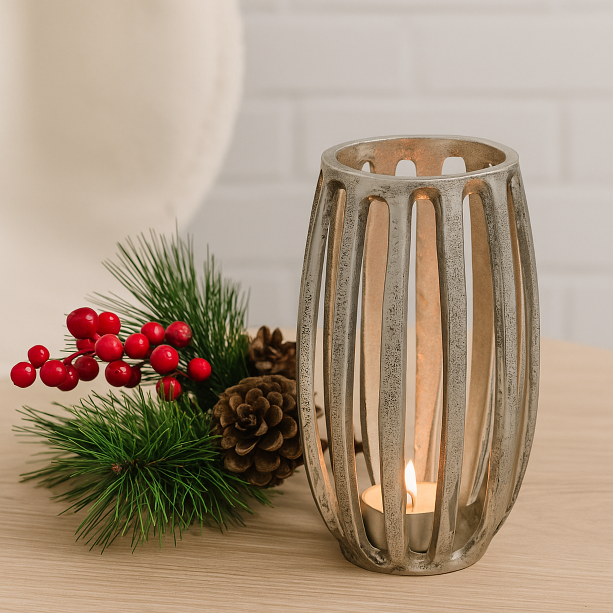 Eira Arched Metal Pillar Candle Holders – Antique Finish Decorative Lantern-Style Stand